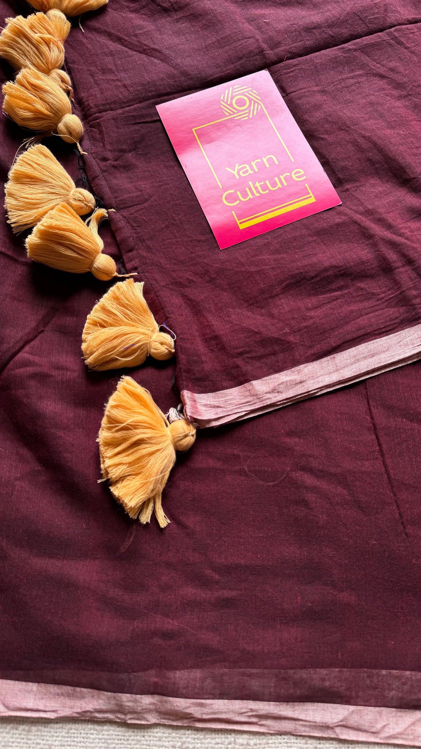 Dark brown with cream border mul cotton saree - YCBCMCFE231