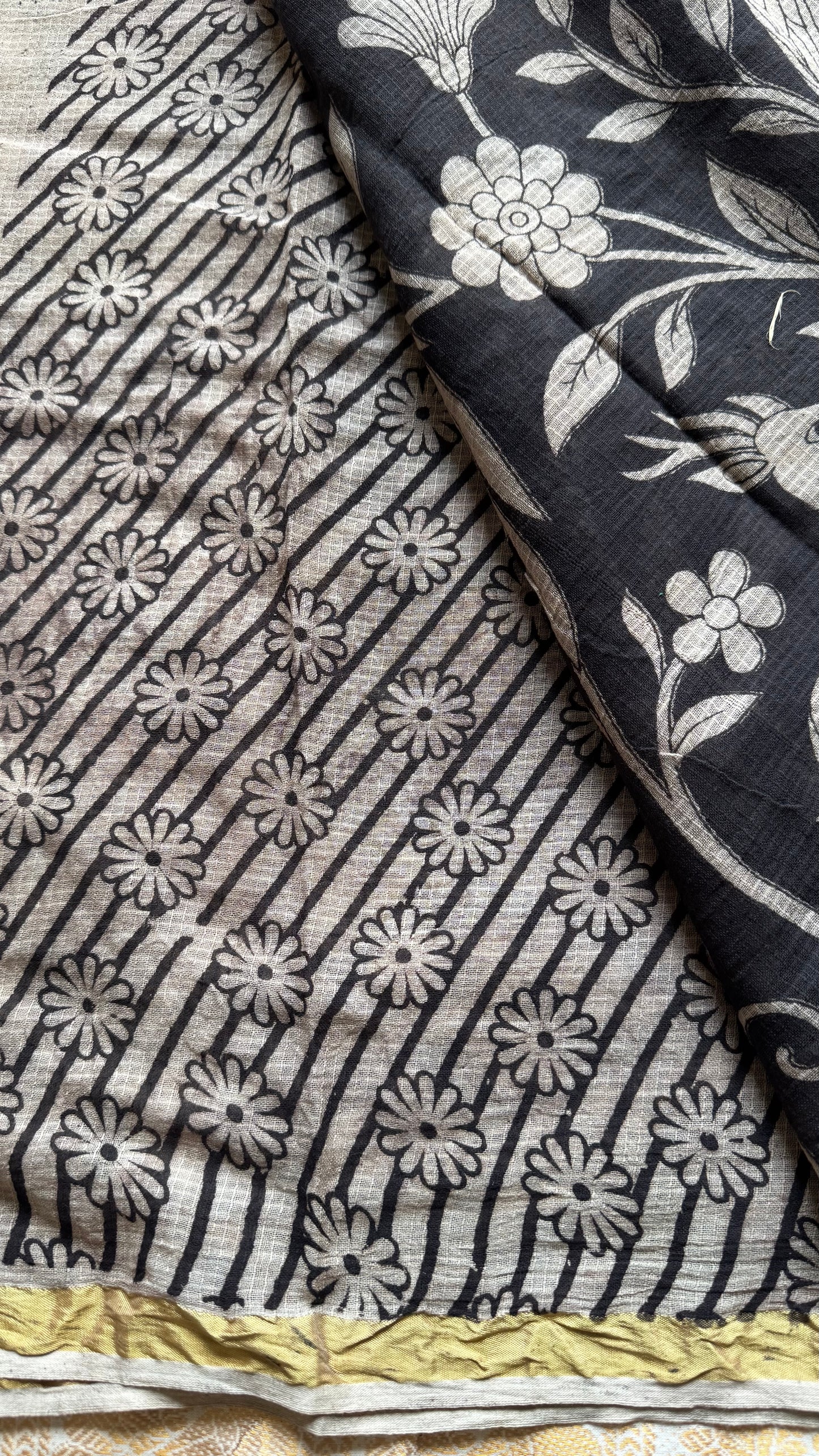 Black floral kalamkari saree in kota - YCWOTDMA356