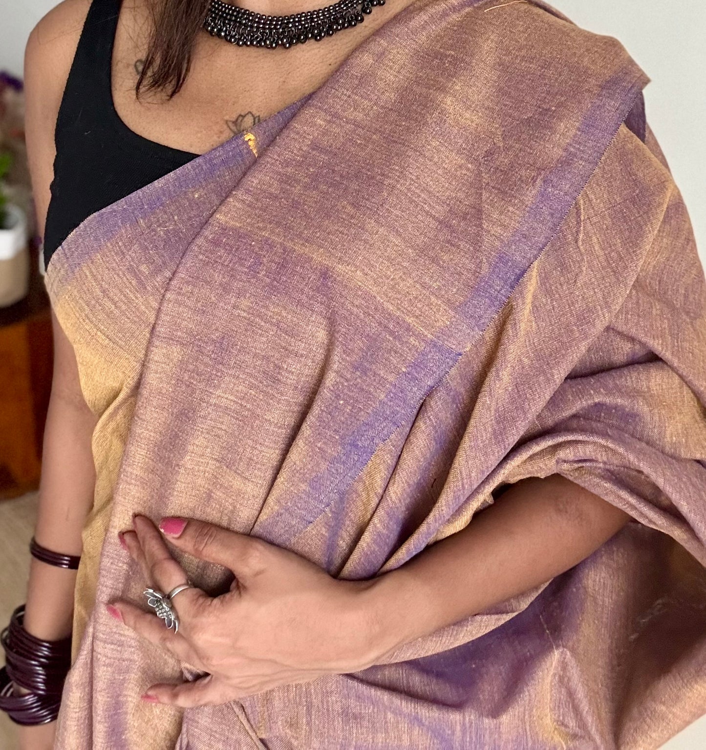 Light brownish pink soft cotton saree  - YCBCKCAP23