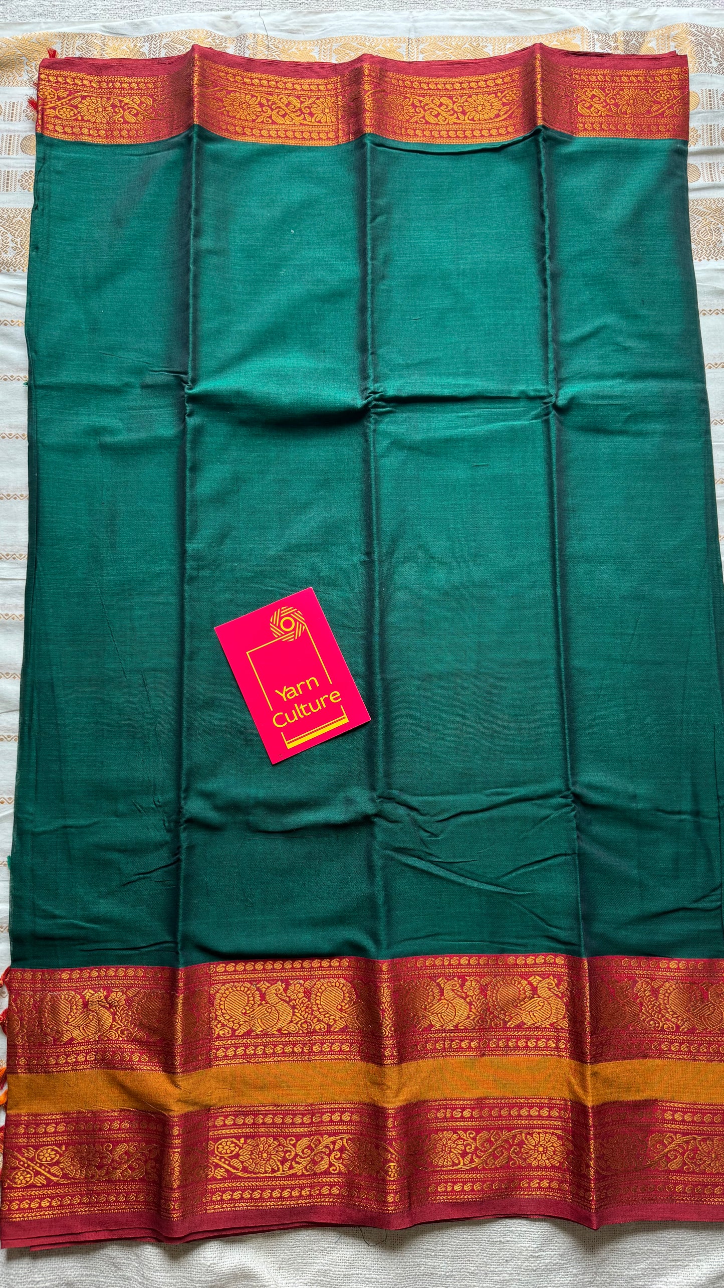 Green with red wide border, narayanpet soft cotton saree - YCWOTDAUG01