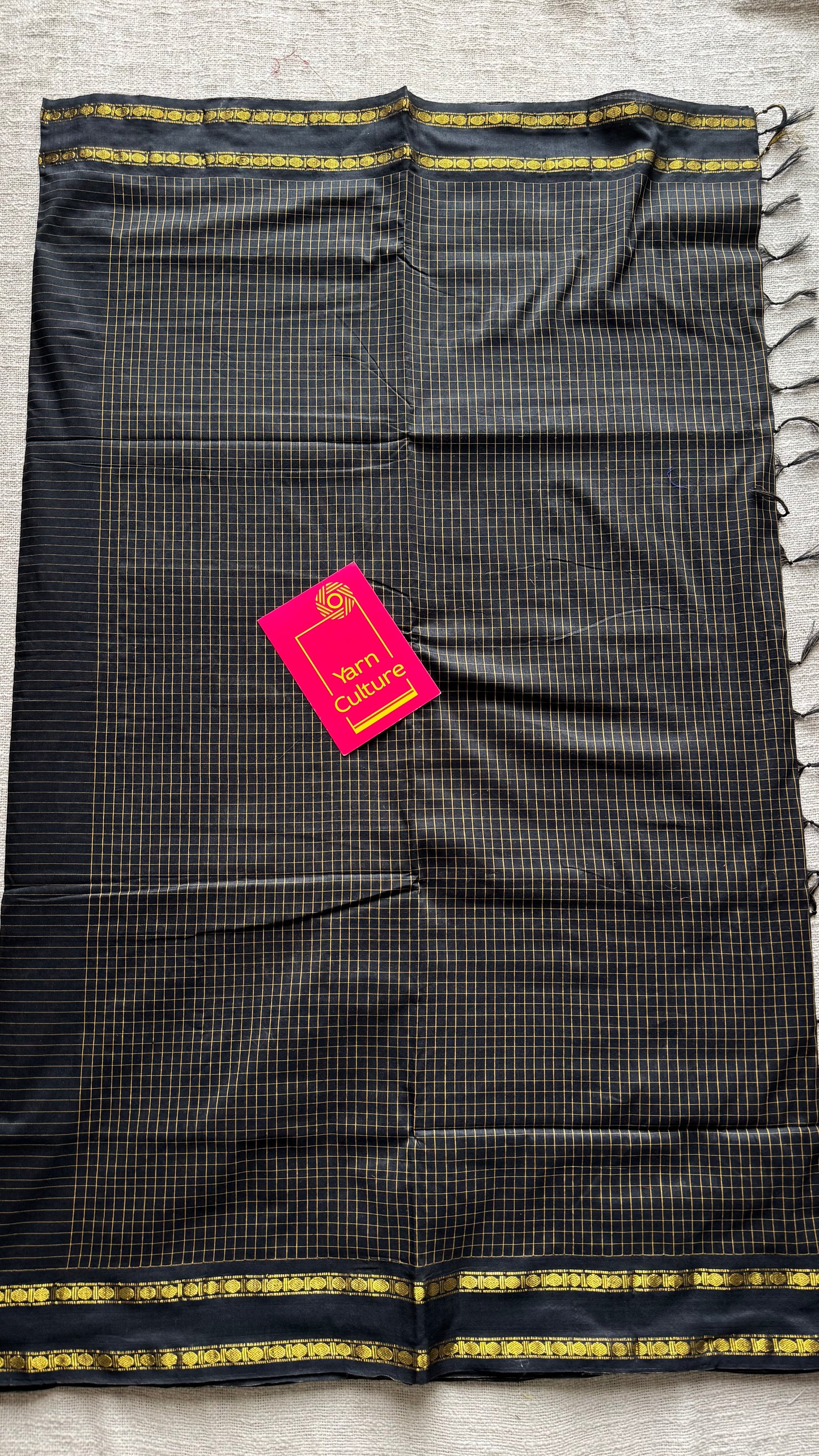 Black, arani checks, cotton silk - YCCOTNJUAR16