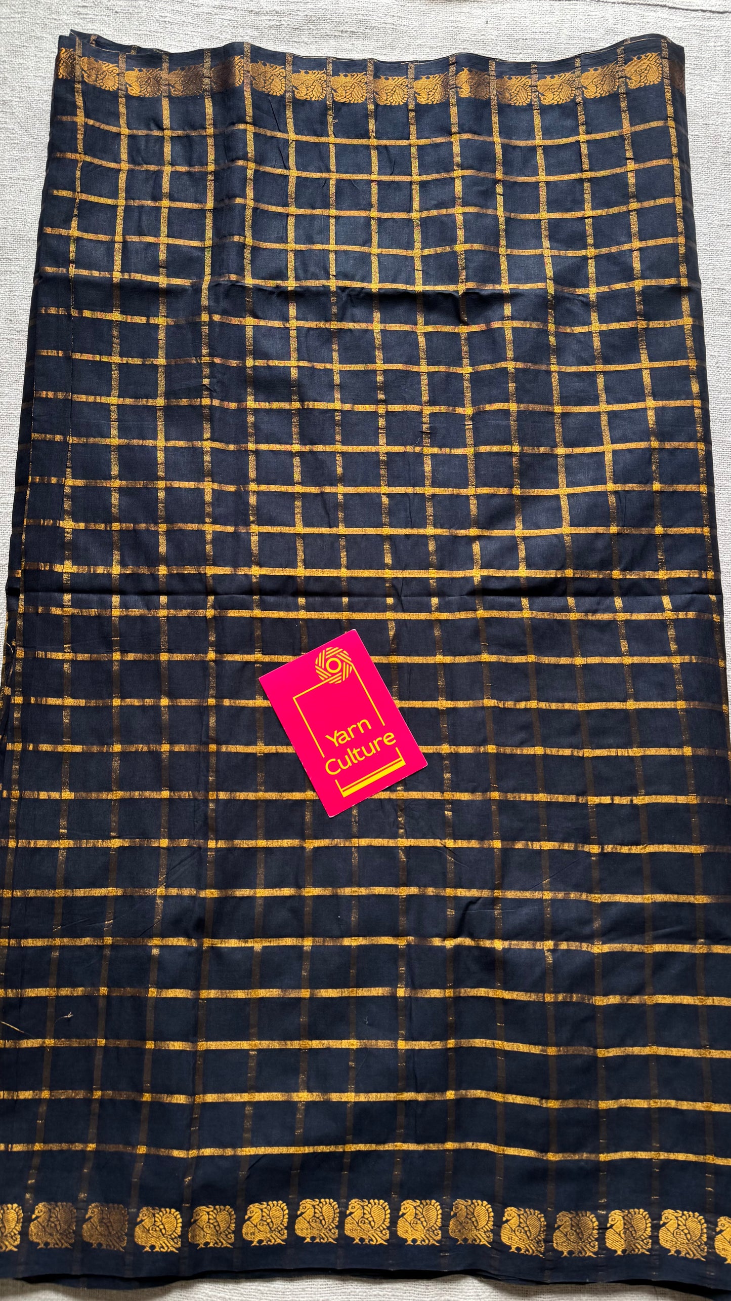 Black pavithra kattam sungudi, madurai cotton - YCCOTNSEMS03