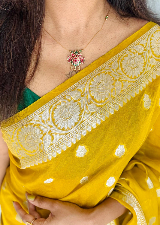 Invisible chain with ruby and green pendant  - YCAGNP261