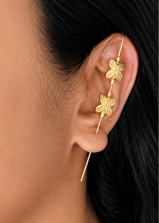 Gold plated, floral patterned earcuff - YCOSEC587