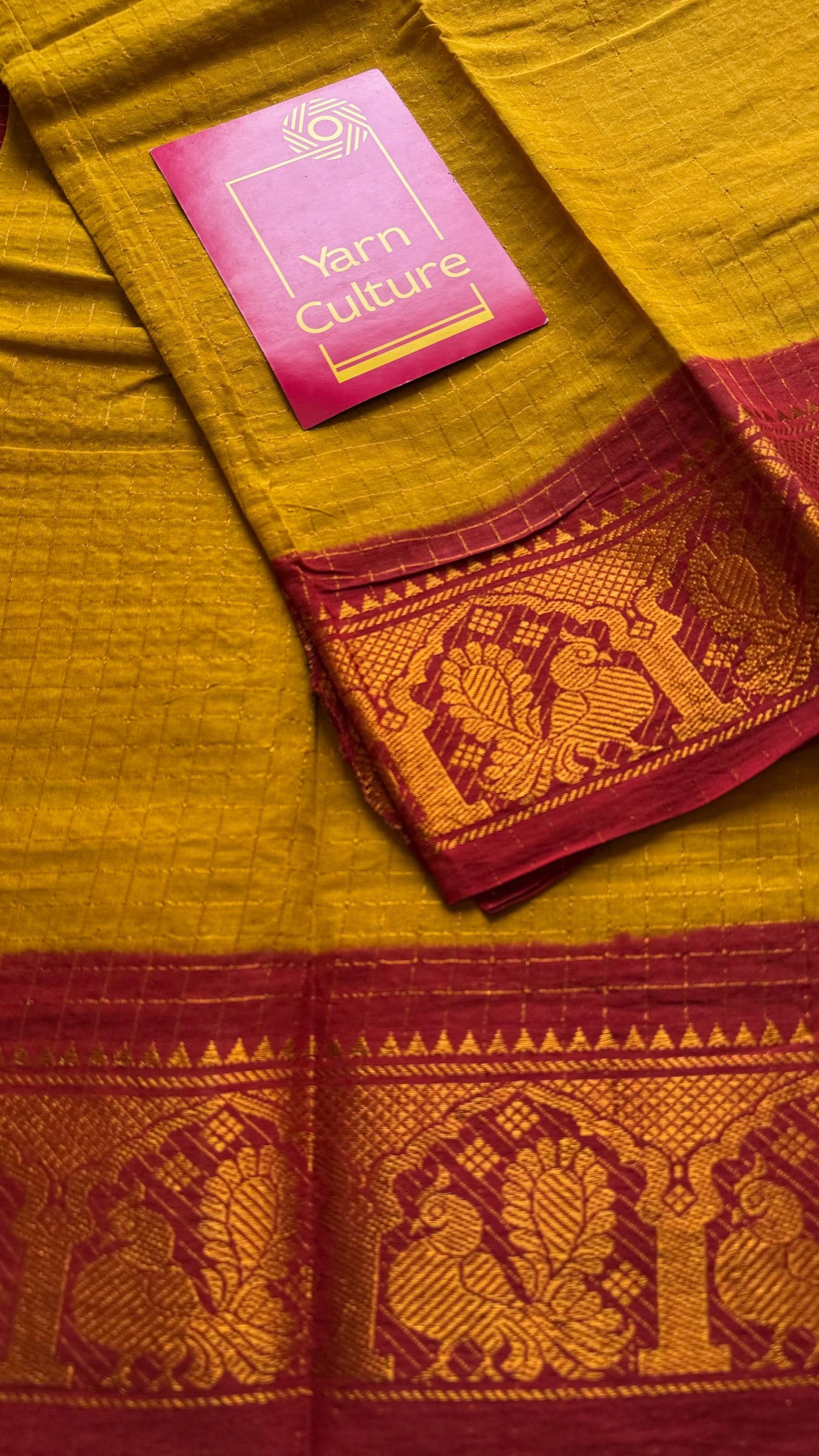 Light green with red contrast zari checkered sungudi, kattuchayam dyed madurai cotton - YCCOTNMSAP196
