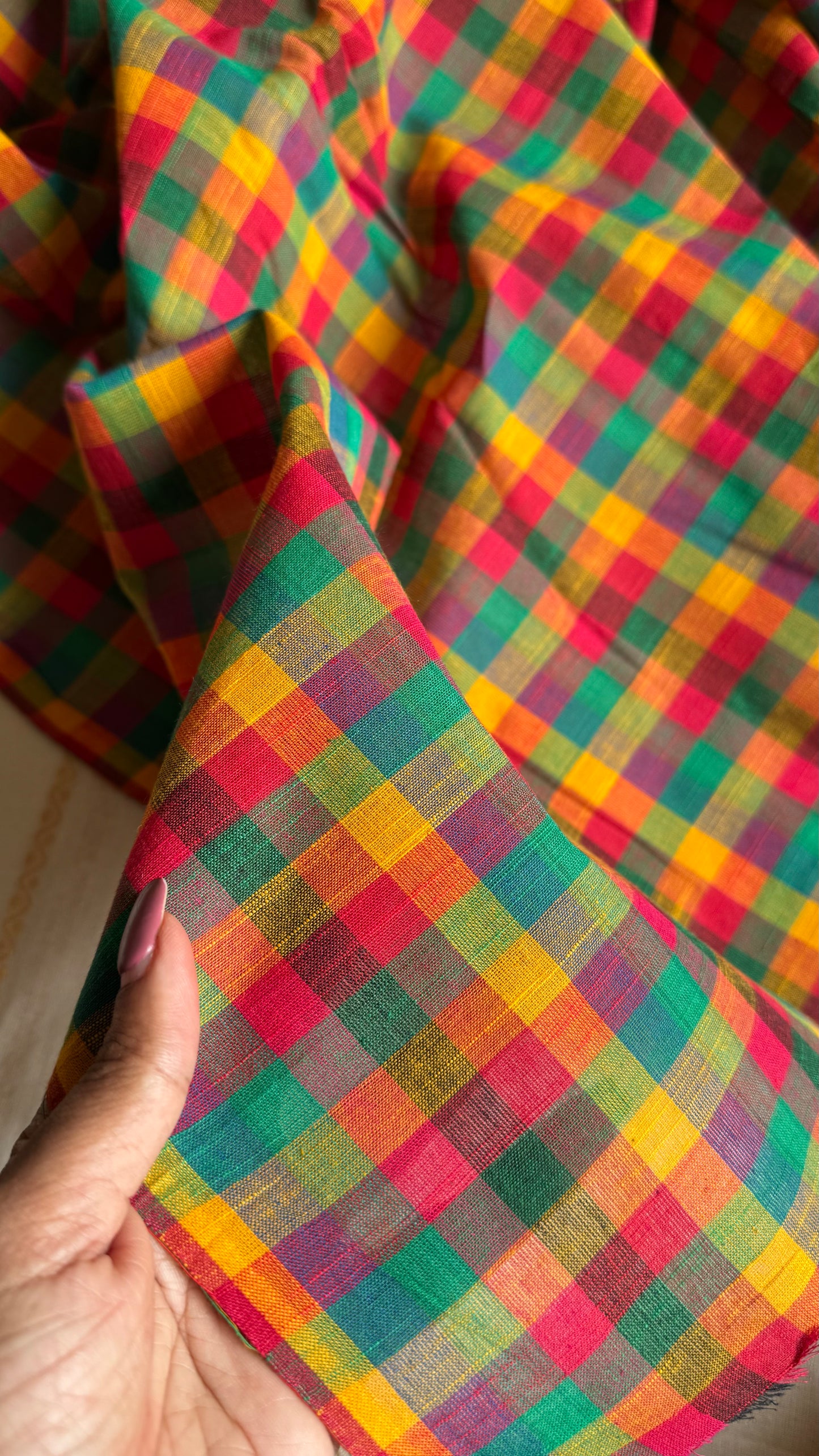 Multicoloured Madras Checks in Pure Cotton Fabric - YCSEFB03
