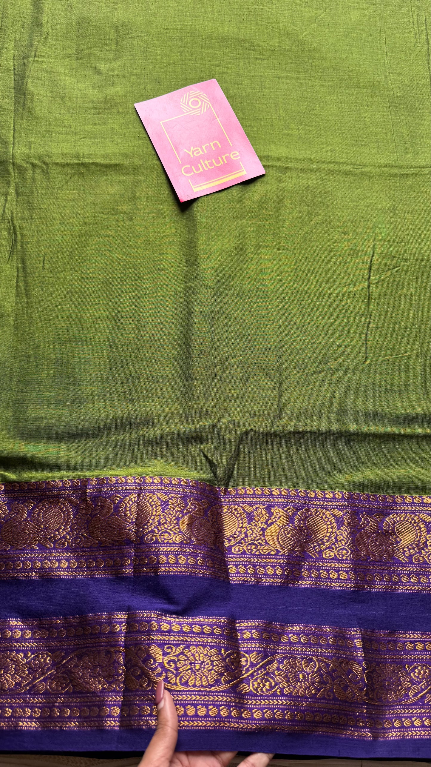 Green with purple wide border, narayanpet soft cotton saree - YCWOTDAUG03