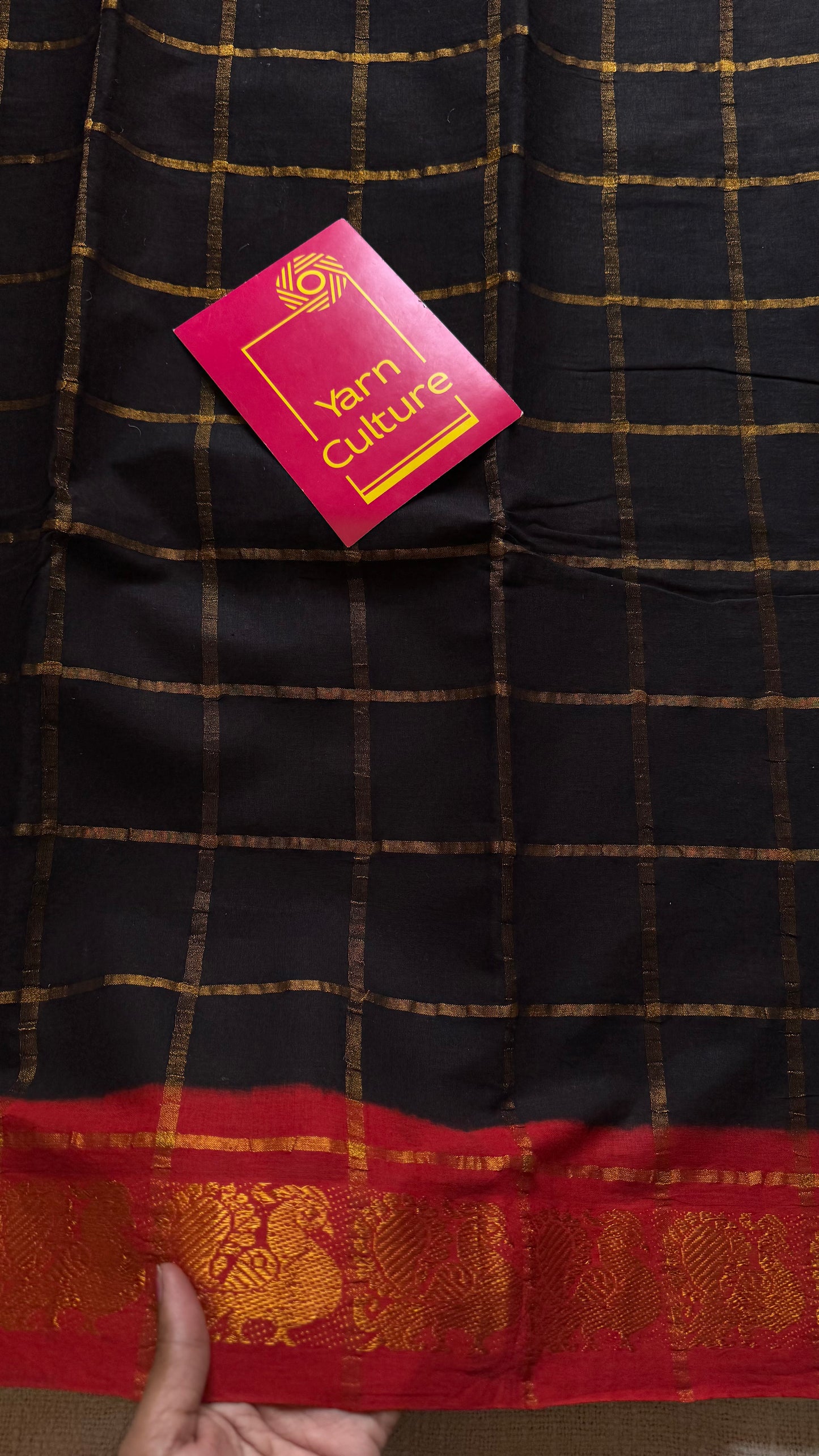 Black with red pavithra kattam sungudi, madurai cotton - YCCOTNMSAP142