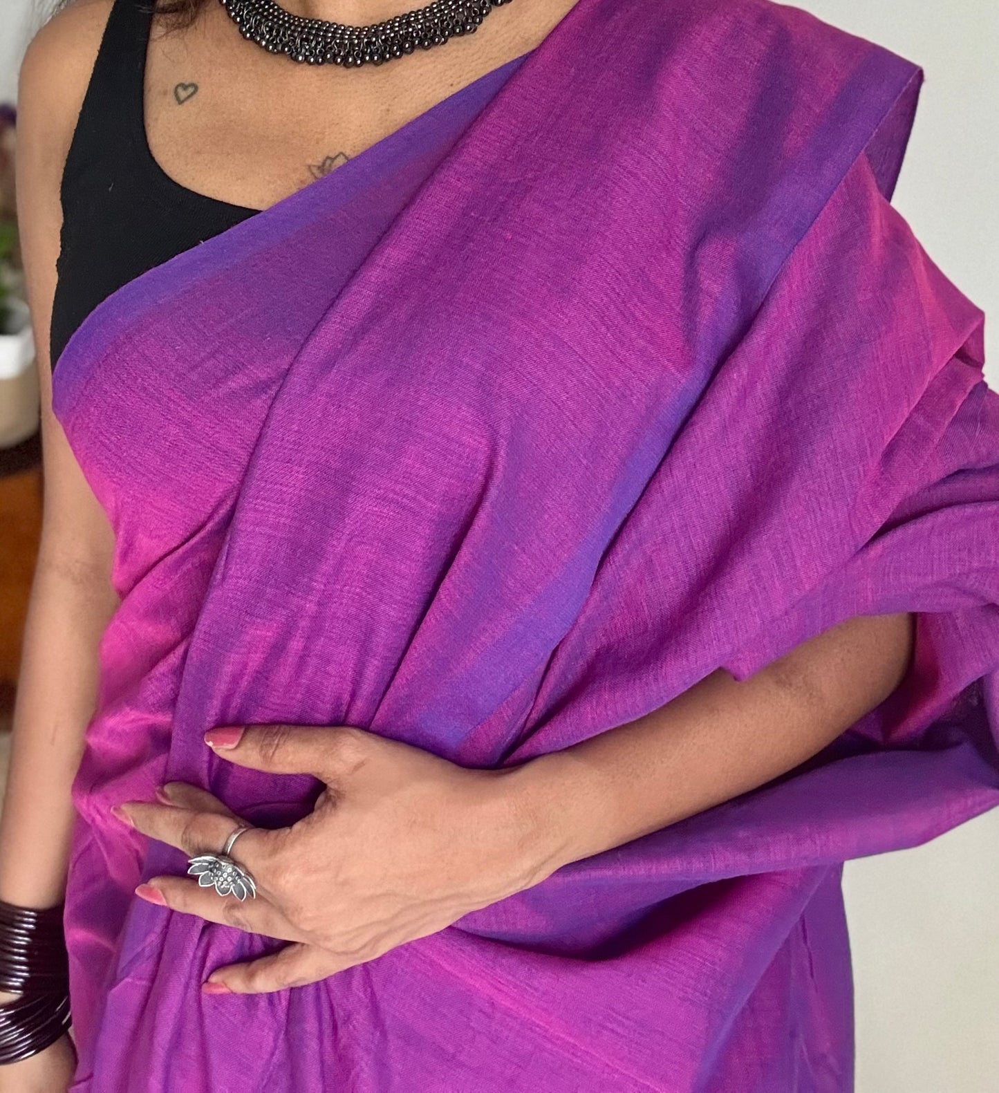 Purple pink soft cotton saree  - YCBCKCAP26