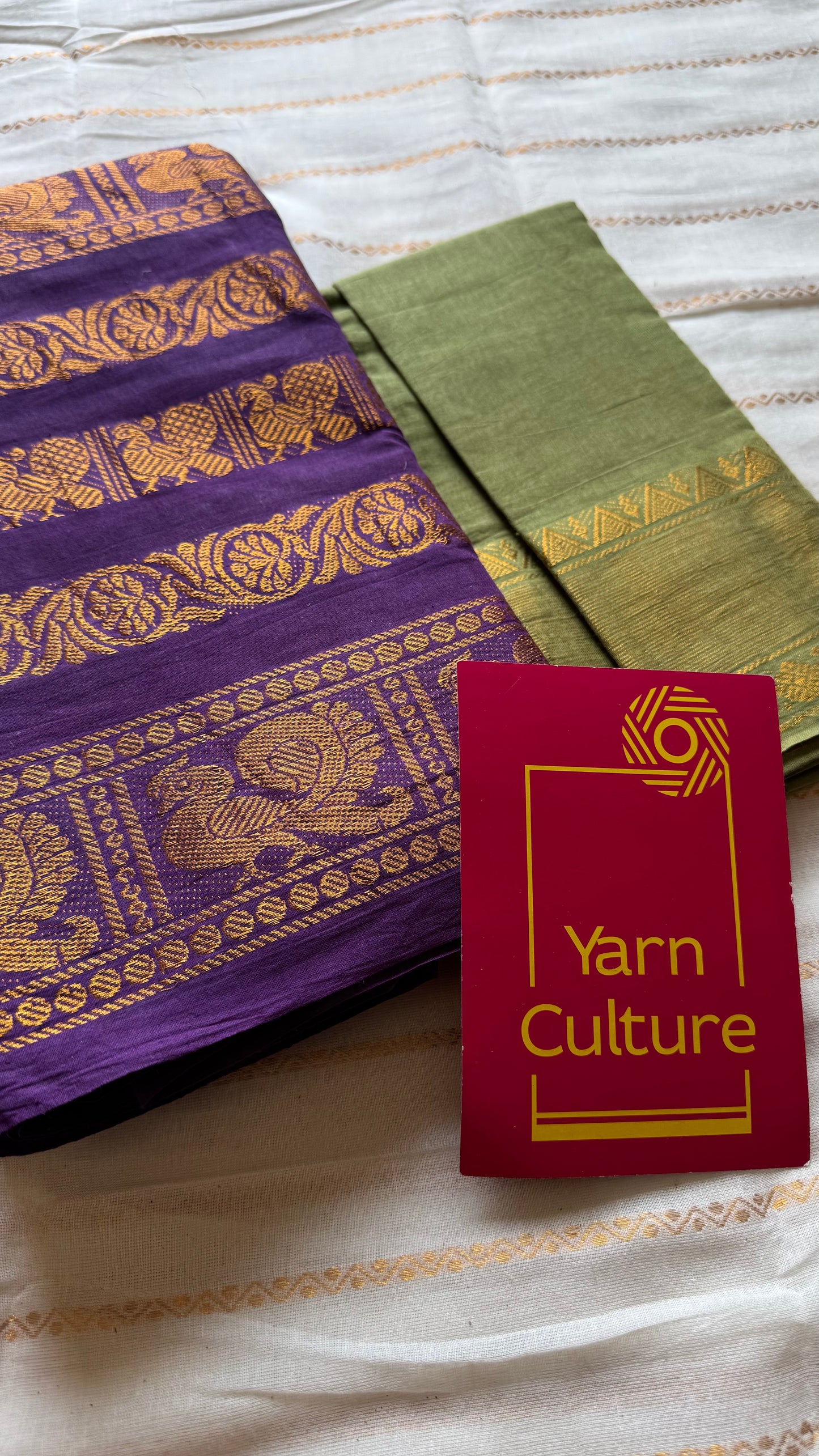 Purple long border sungudi, kattuchayam dyed madurai cotton - YCCOTNMSAP133