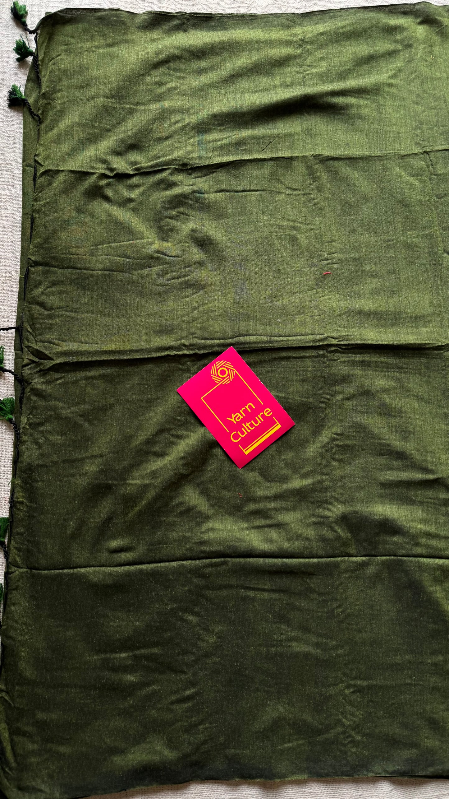 Olive green soft cotton saree  - YCBCKCAP18