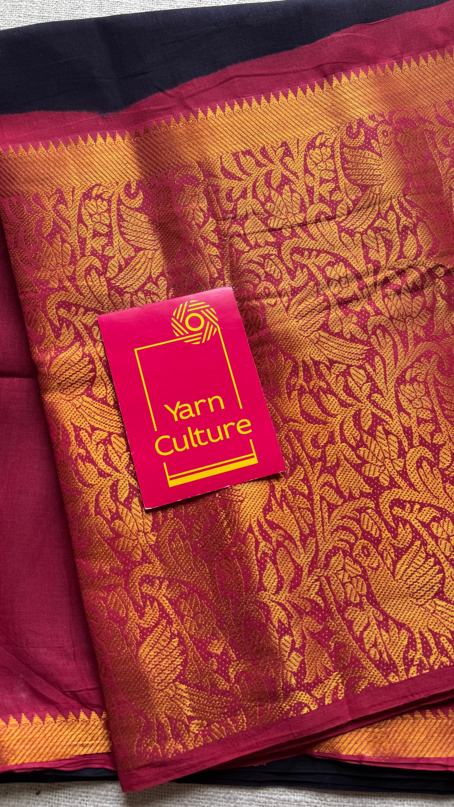 Black with red vanasringaram long border - madurai soft cotton - YCCOTNSEMS70