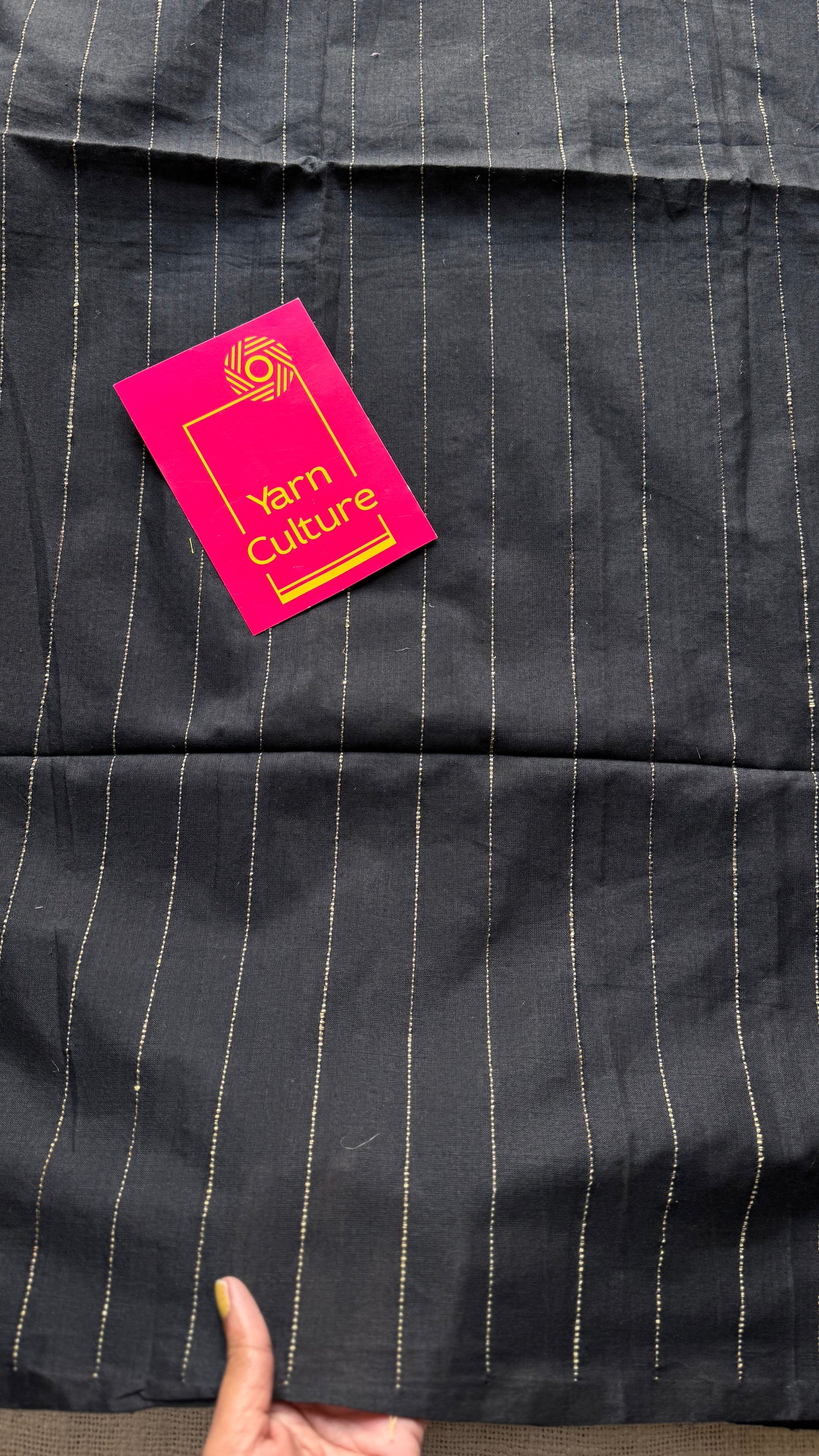 Black, bhujodi patterned soft khadi cotton saree - YCBCKCDE22