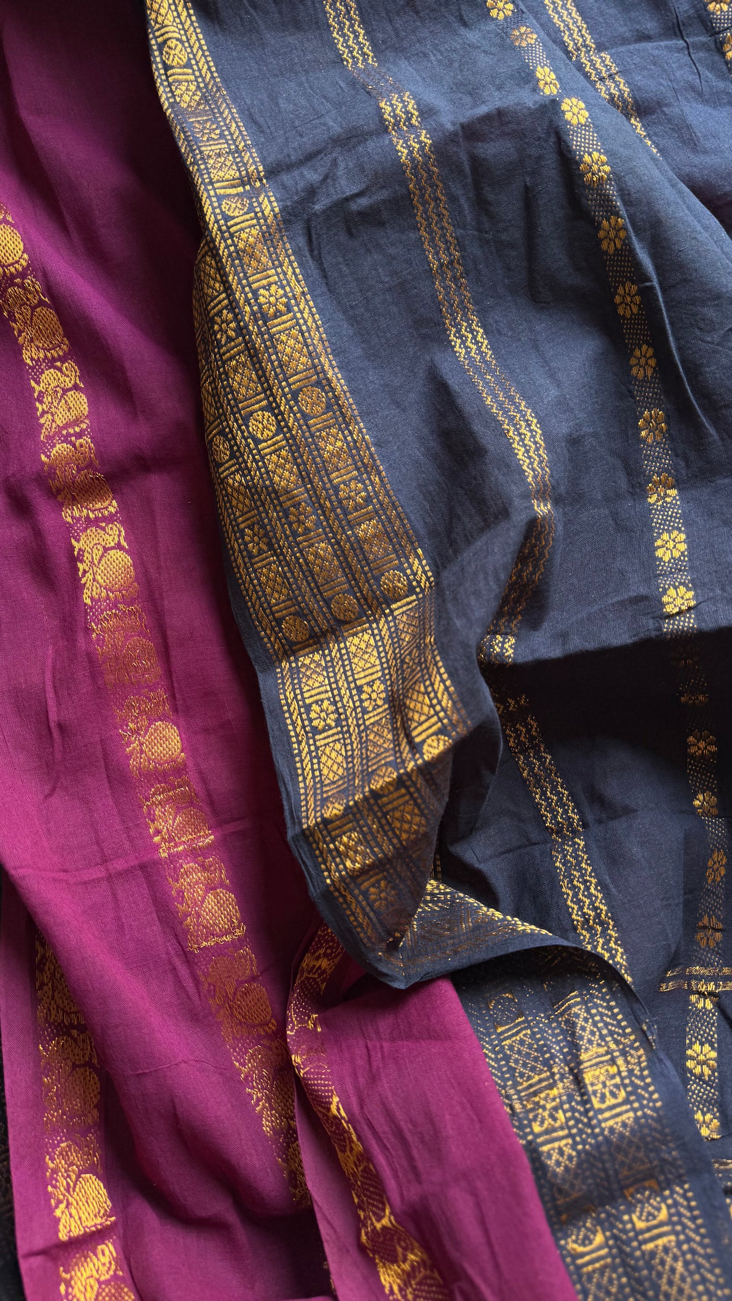 Black and dark vadamalli (purple pink), sungudi cotton half-half saree - YCCOTNIDMA296