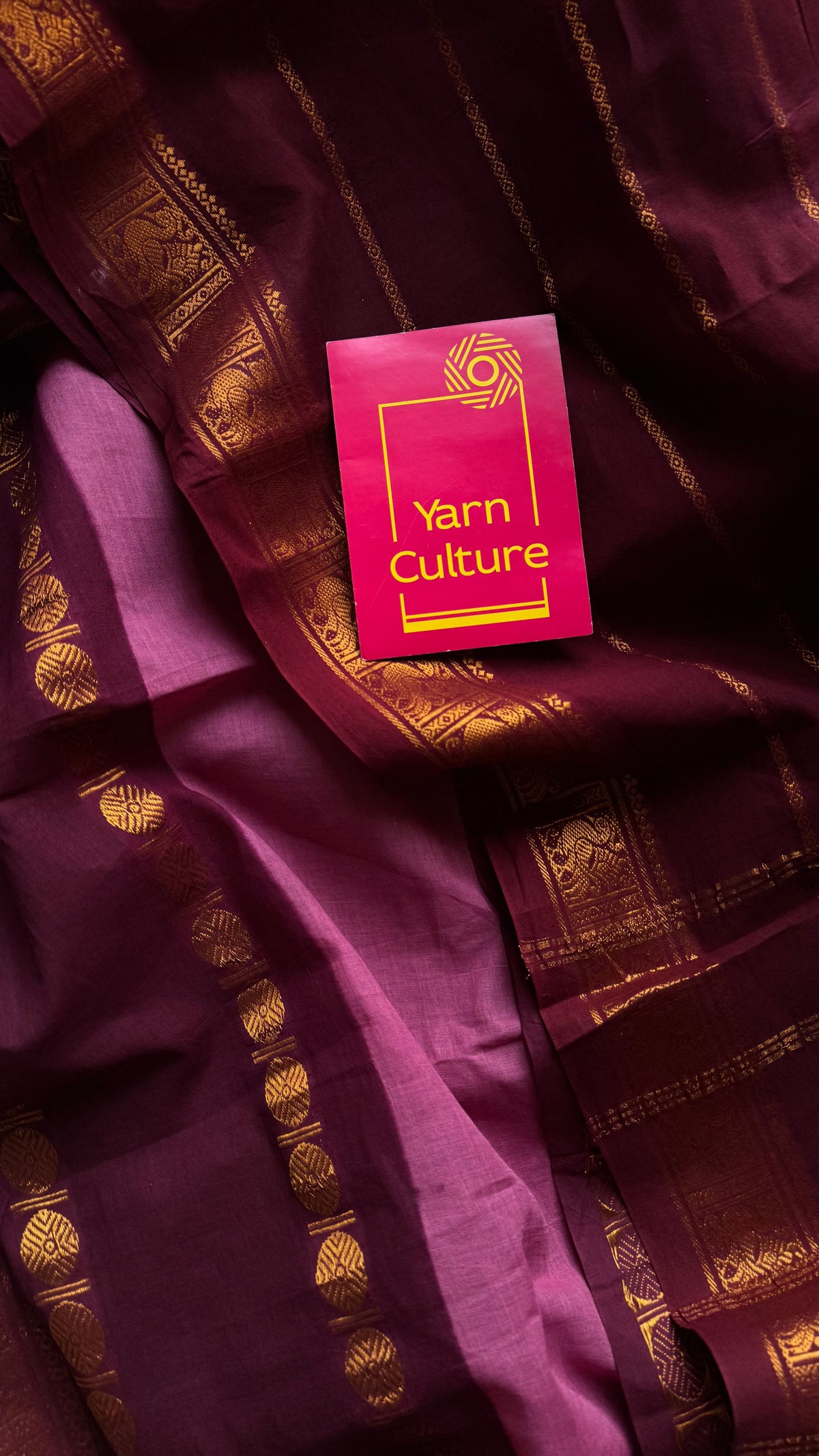 Maroon with dusty pink, cotton half and half saree - YCCOTNIDOC151
