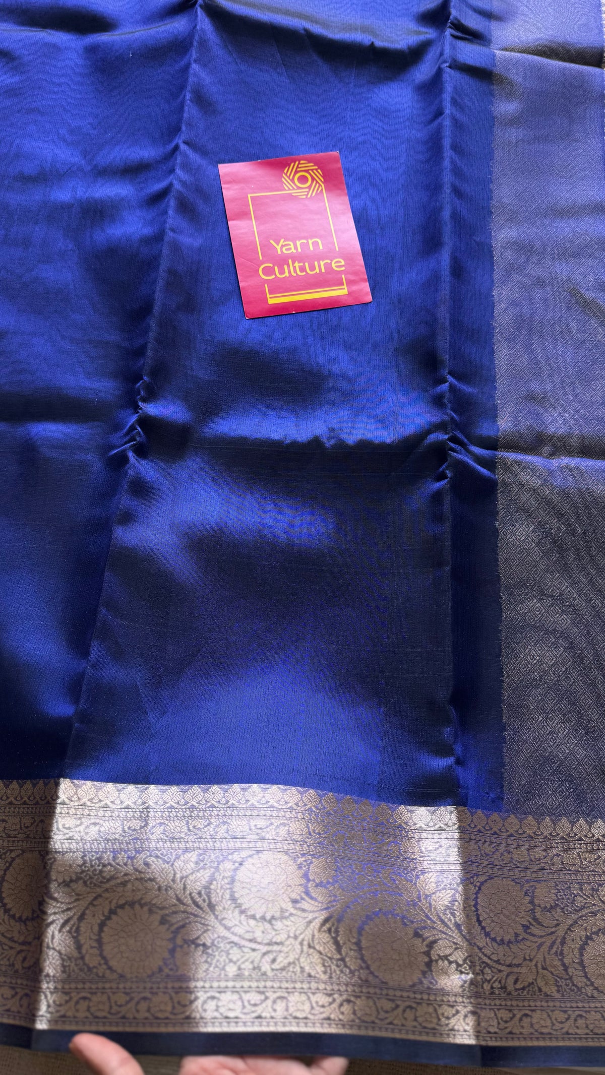 Royal blue tissue Banarasi saree with zari border - YCBLTOC85