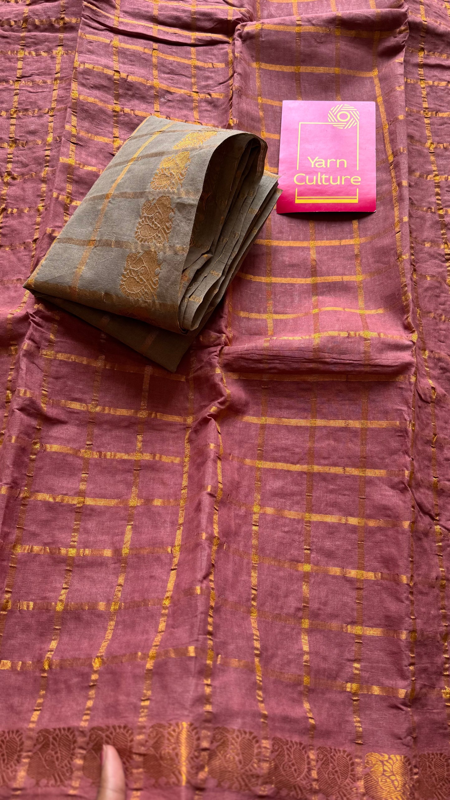 Light mauve pavithra kattam kattuchayam dyed madurai cotton saree - YCCOTNMSAP187