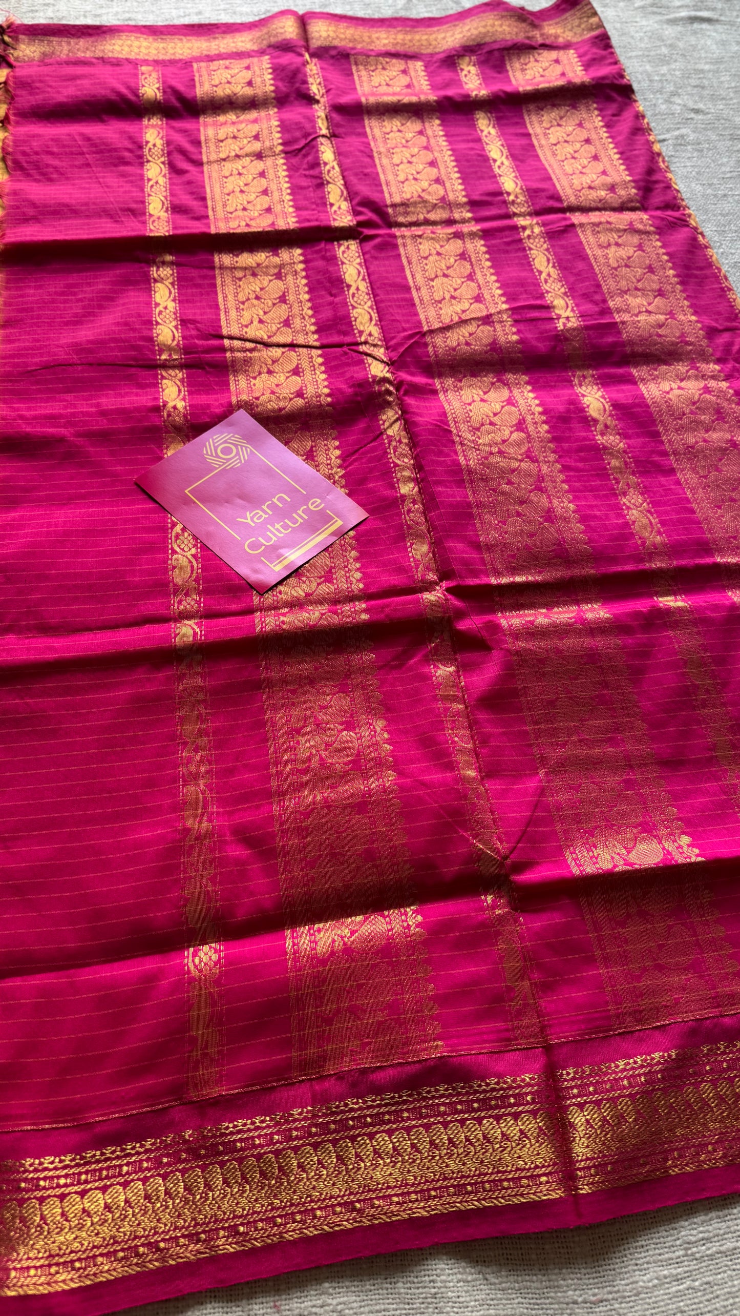 Yellow with hot pink, checks - cotton silk - YCCOTNOCKC44