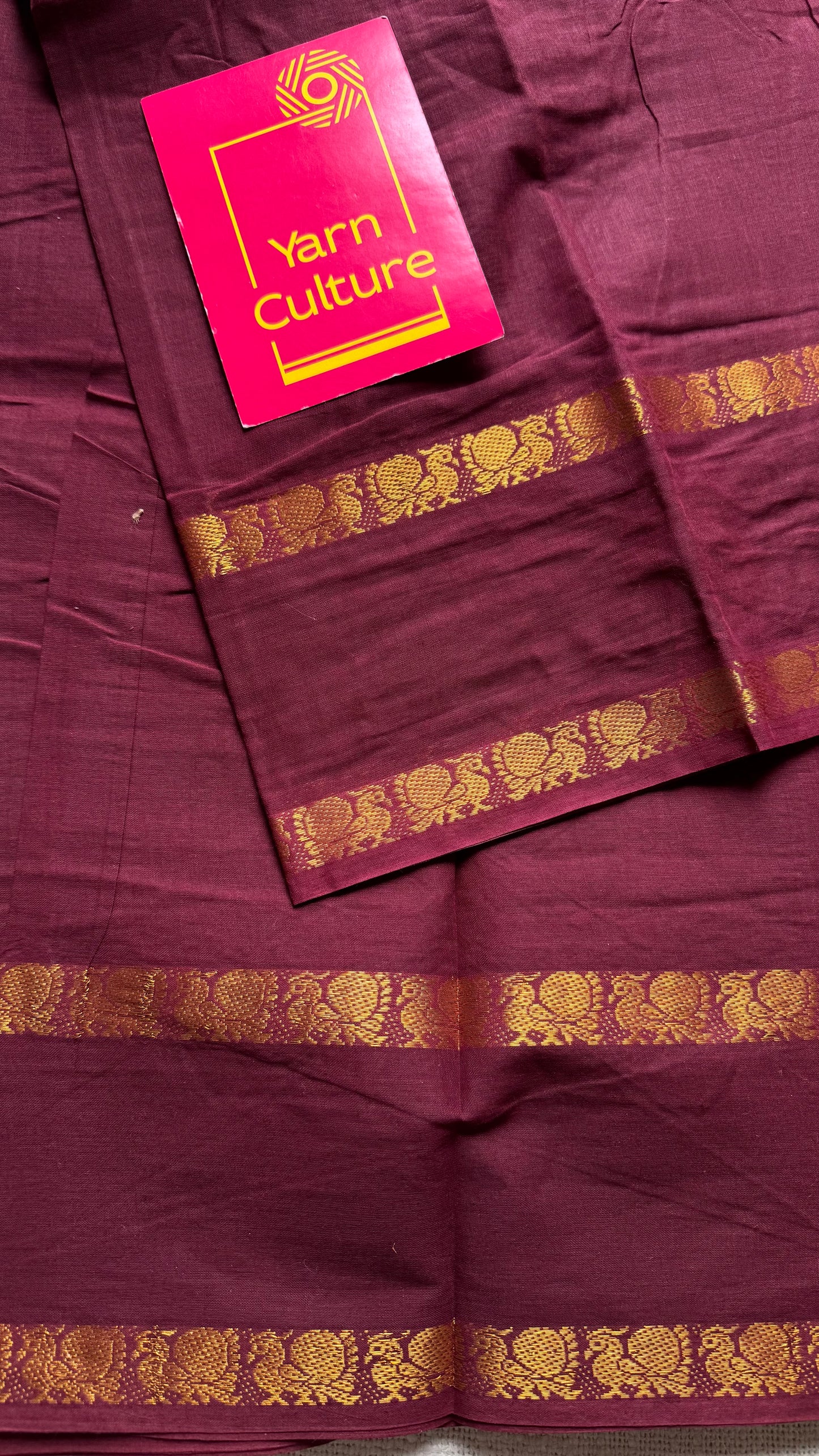 Maroon rettaipettu peacock double border - madurai kattuchayam - YCCOTNSEMS39