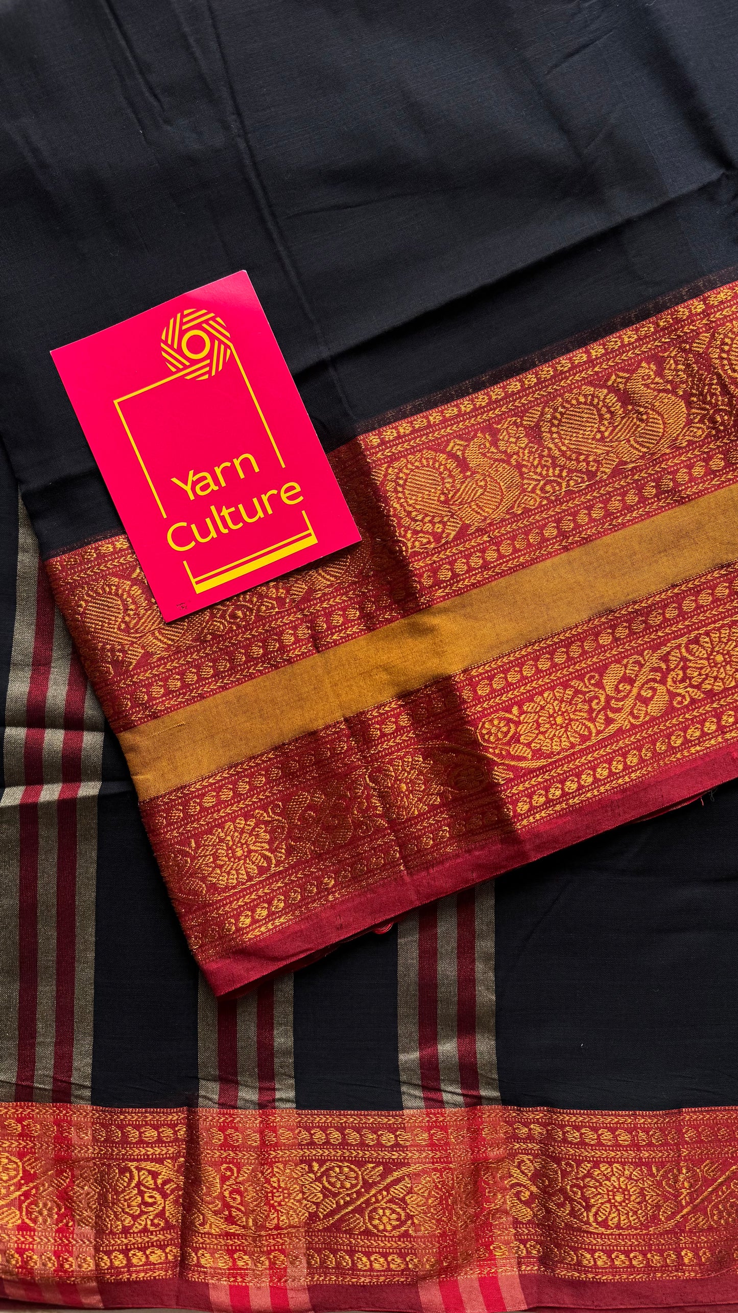 Black with red wide border, narayanpet soft cotton saree - YCWOTDAUG06