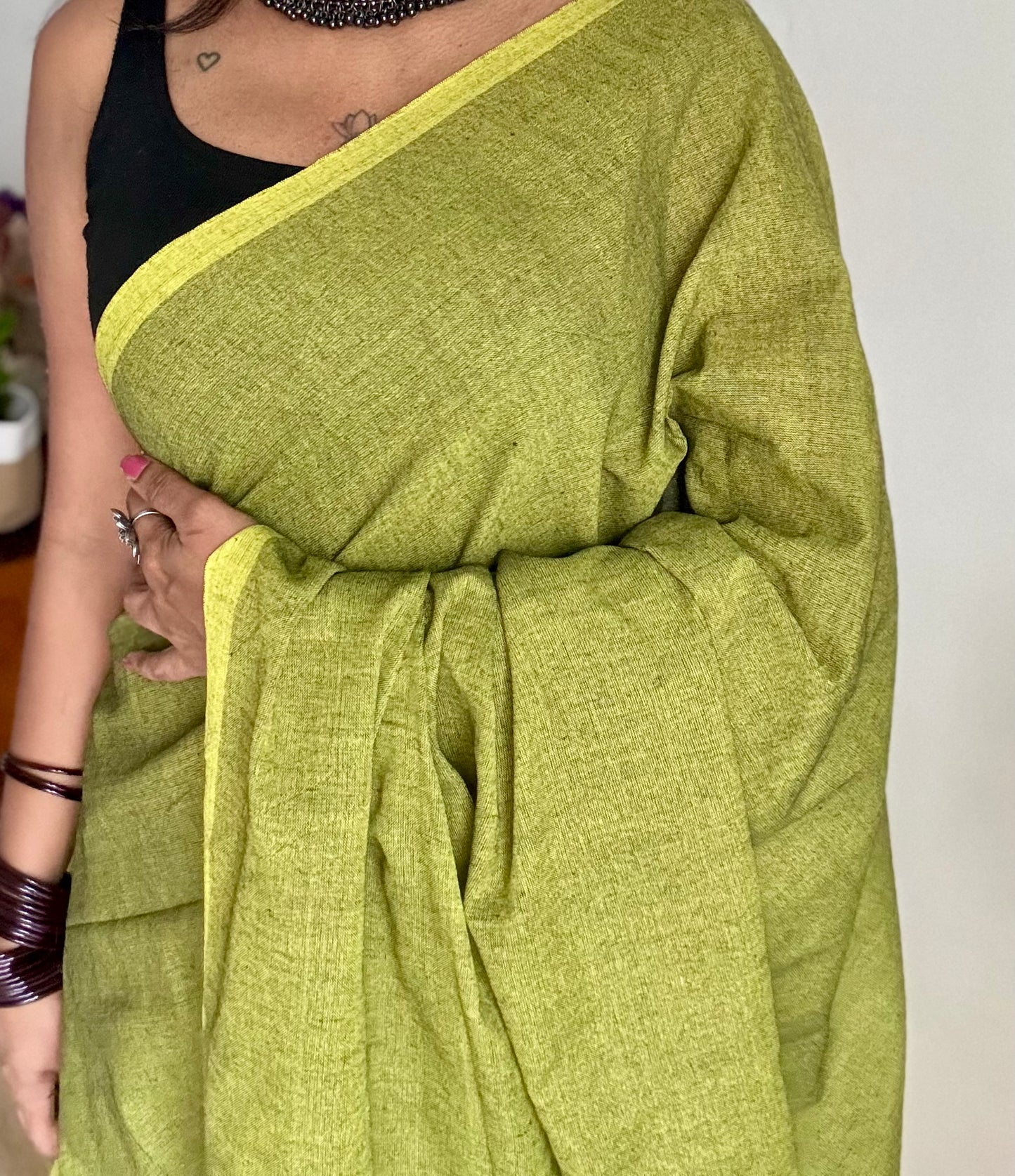 Light green soft cotton saree  - YCBCKCAP21