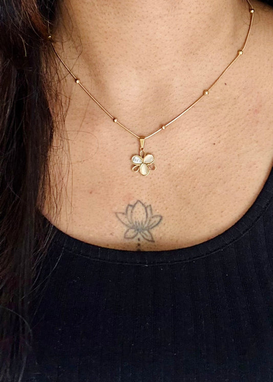 Gold plated chain, flower pendant - YCGPC256