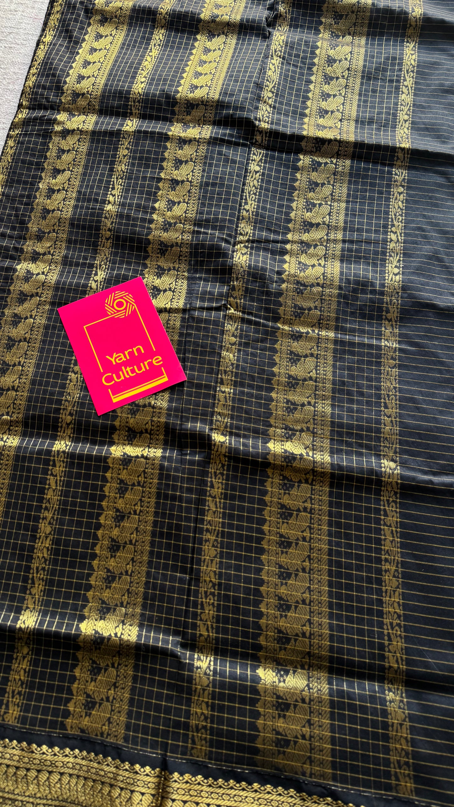 Maroon with black, checks - cotton silk - YCCOTNOCKC43