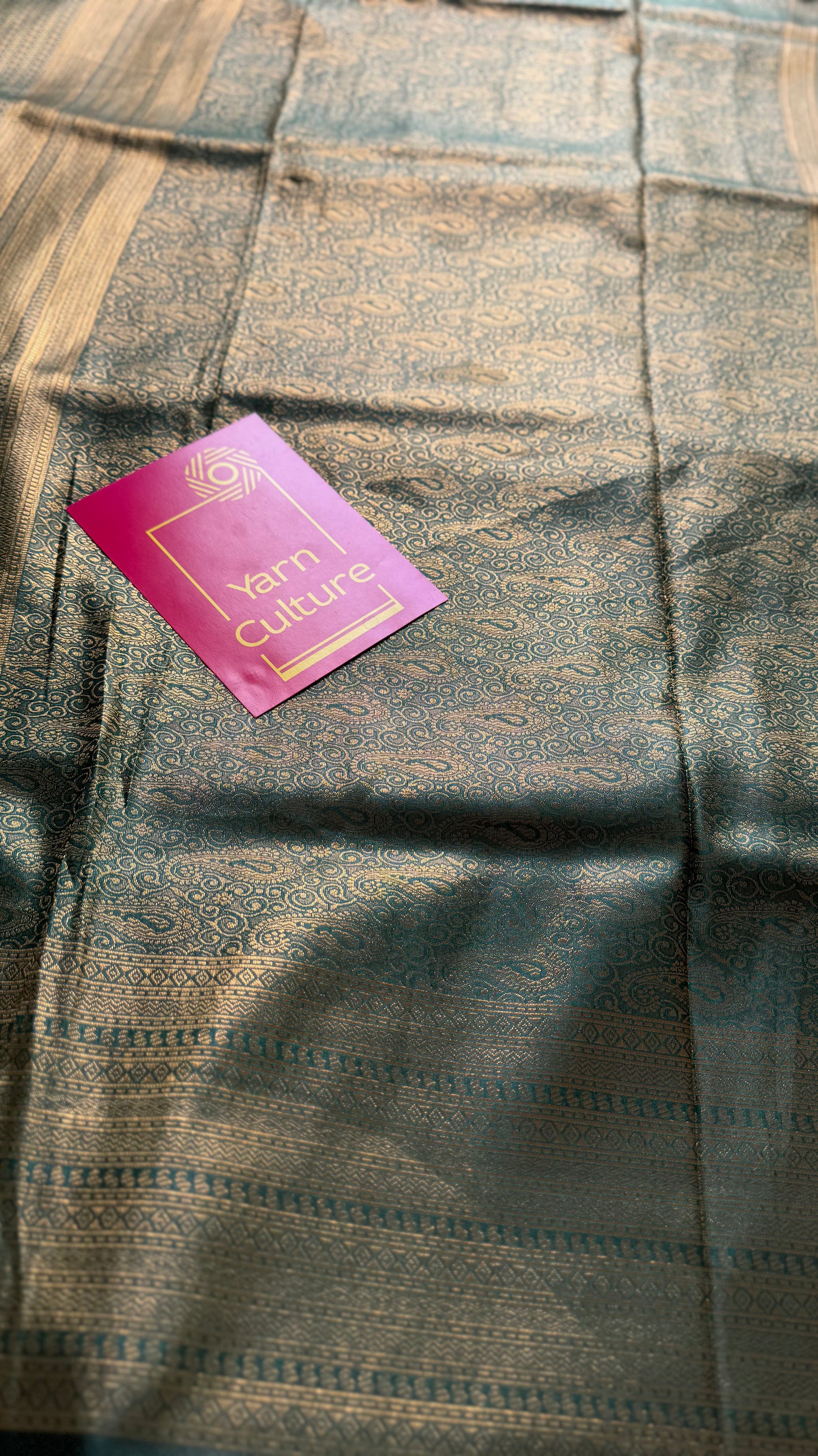 Dark green, antique gold zari, semi -silk - YCDOSOCSS04