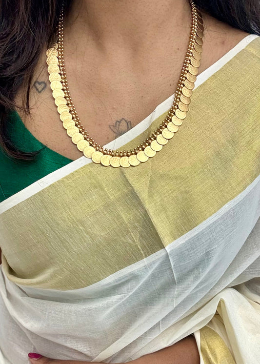 Single layer antique gold coin long neckpiece - YCAGC26