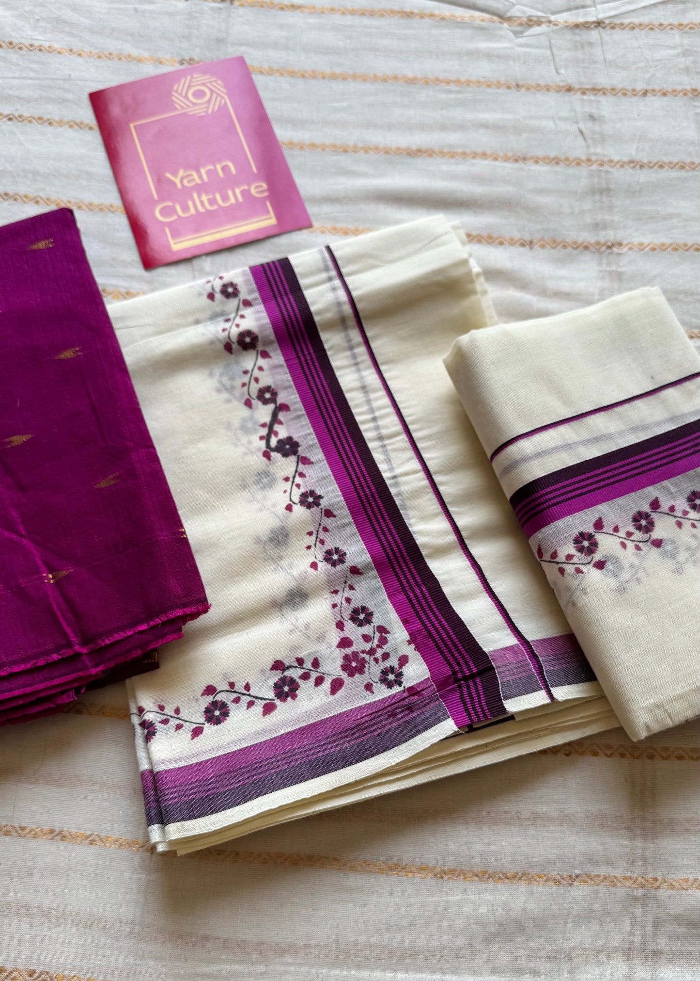 Set mund, purple pink and dark brown flowers - YCIEON108