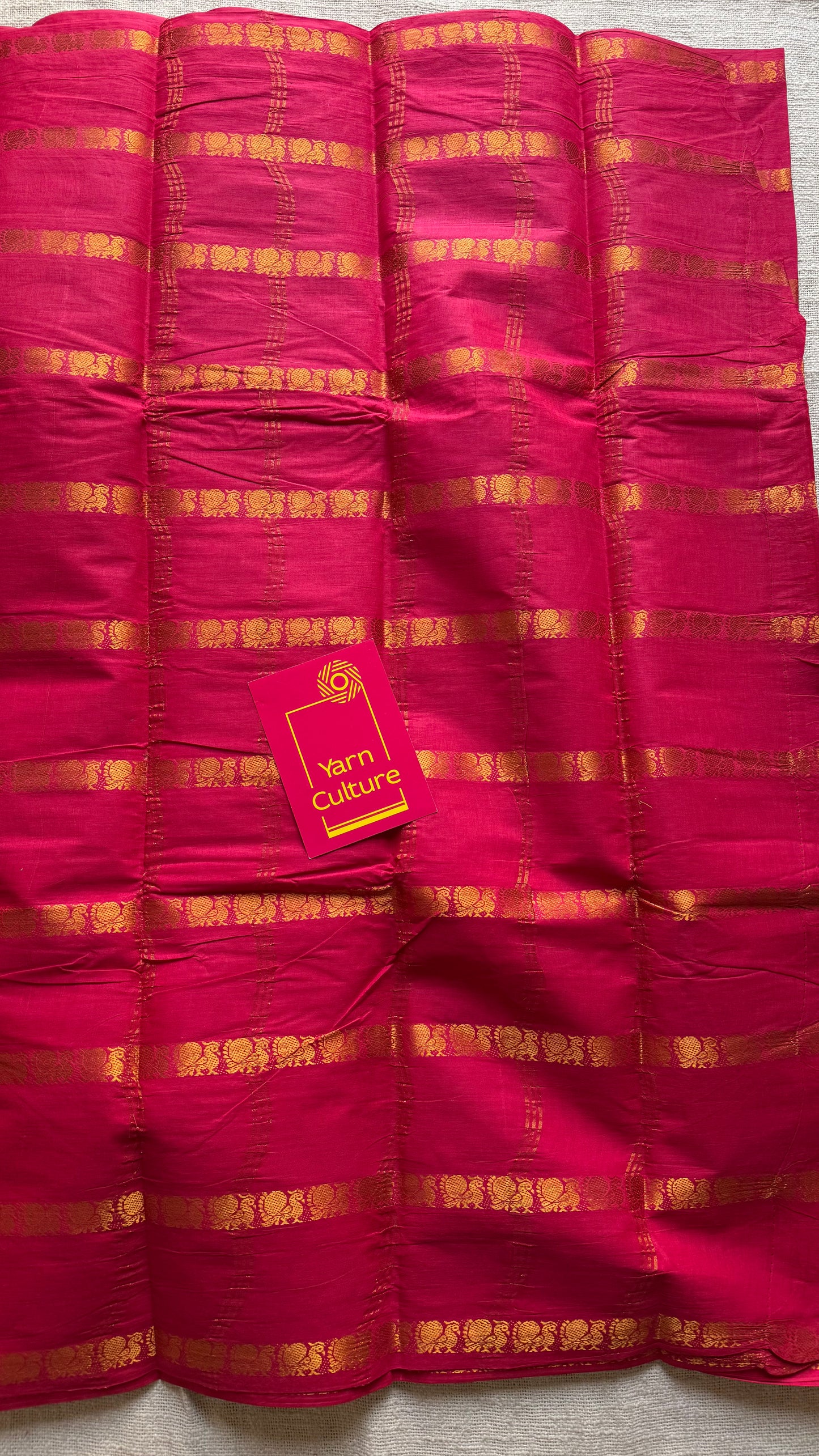 Bright red, peacock motif sungudi cotton - YCCOTNGJJA224