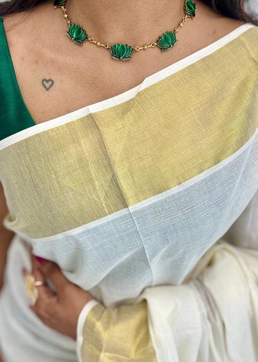 Dark green lotus pendant necklace - YCAGC46