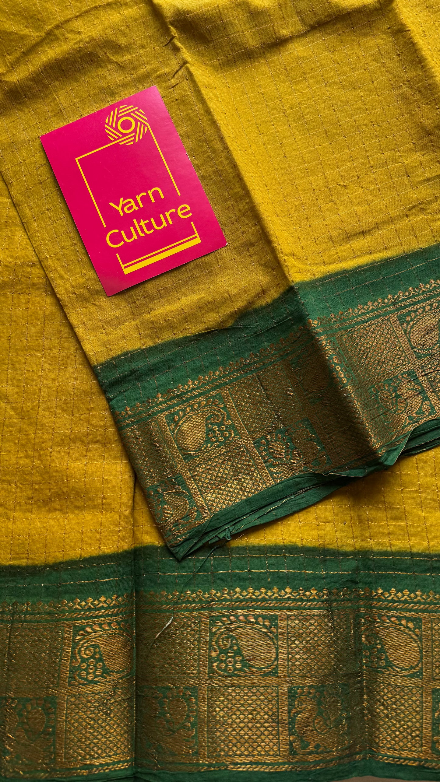 Light green with dark green contrast zari checkered sungudi, kattuchayam dyed madurai cotton - YCCOTNJU24
