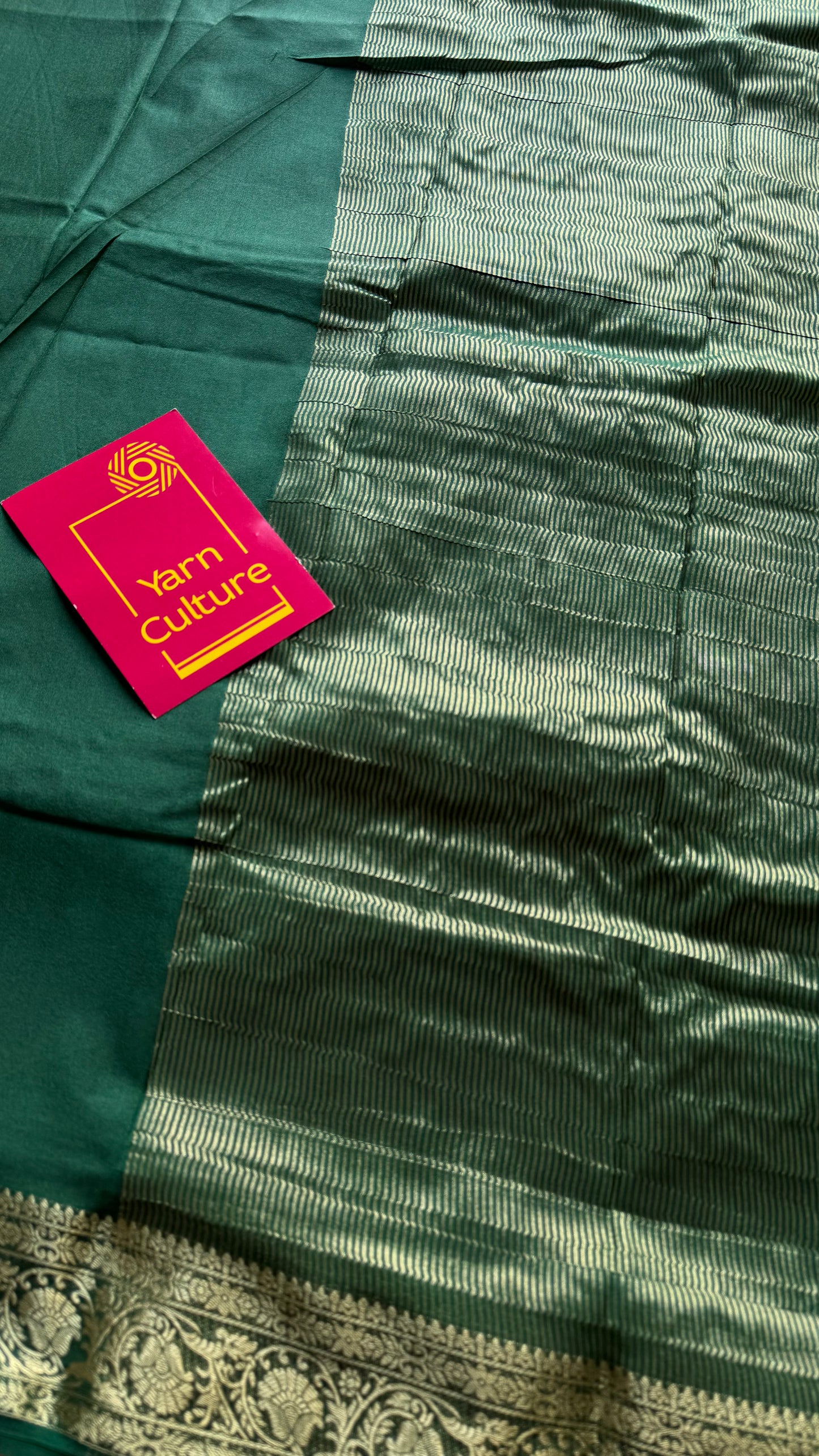 Dark green Mysore semi crepe silk saree - YCLOKFE240