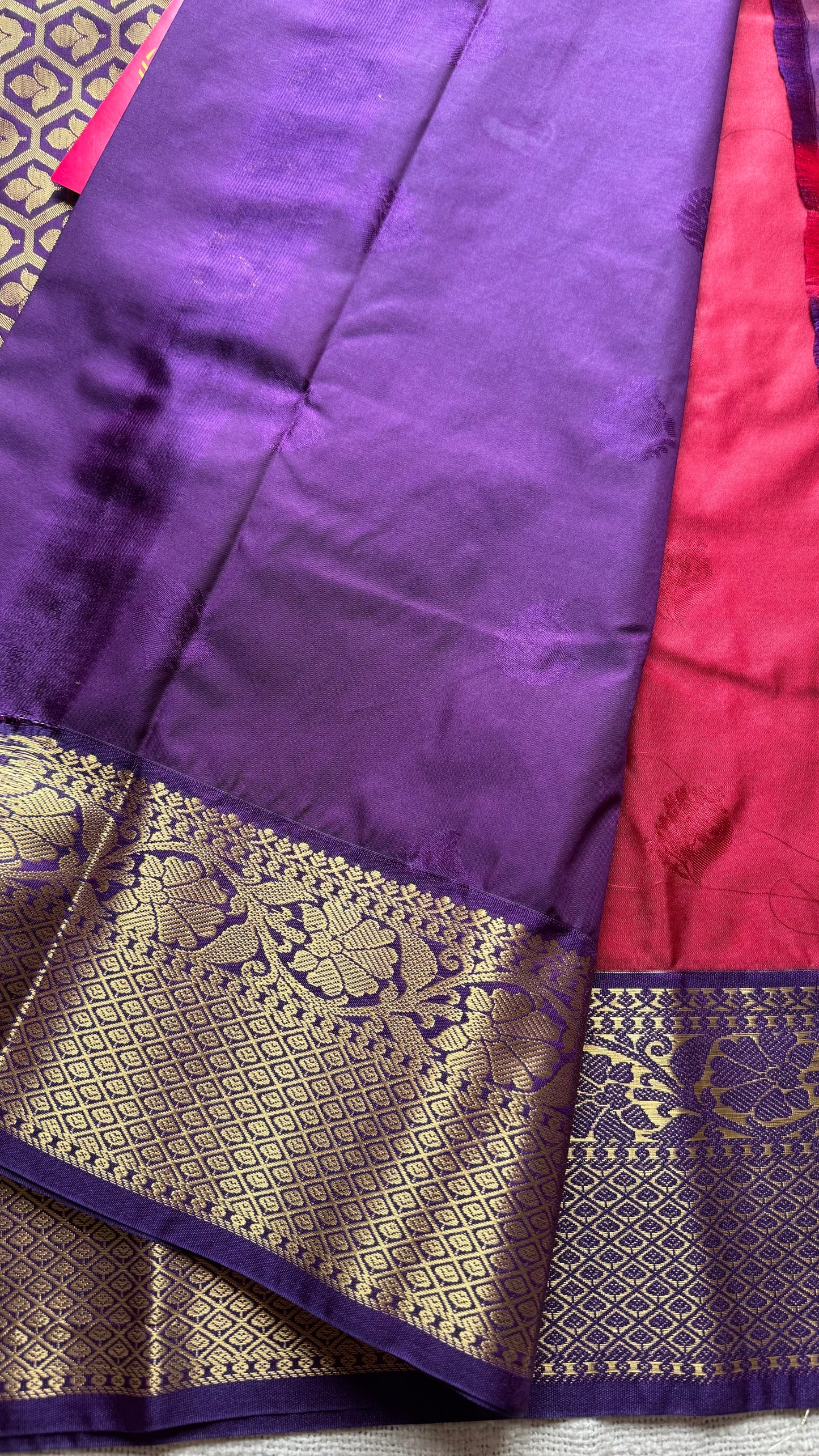 Ragini - crimson red with purple, handloom korvai semi silk - YCCOTNFEJUKS04