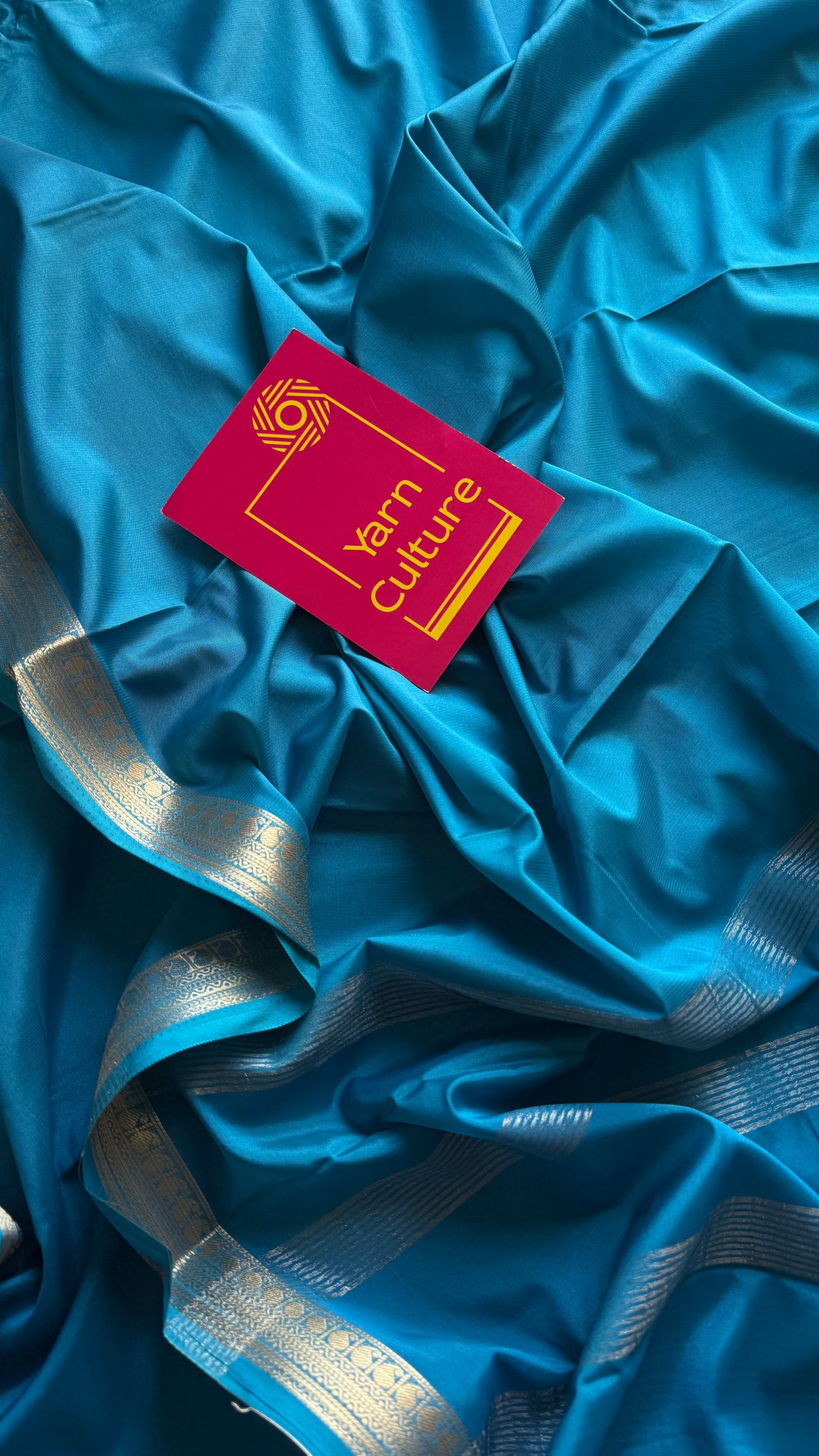 Aqua blue Mysore semi crepe silk saree - YCLOKFE237