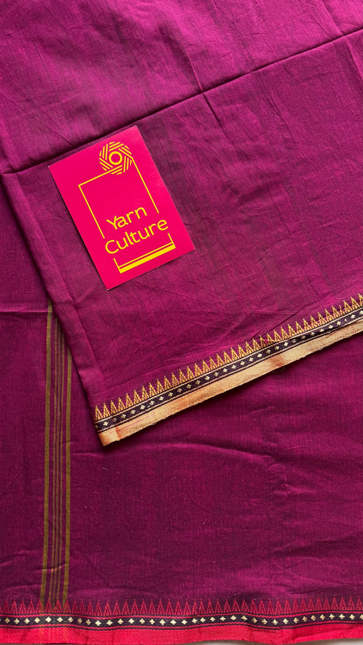 Handloom Bengal soft cotton saree, ruby with cream and red woven dual tone borders - YCBCMCSE43