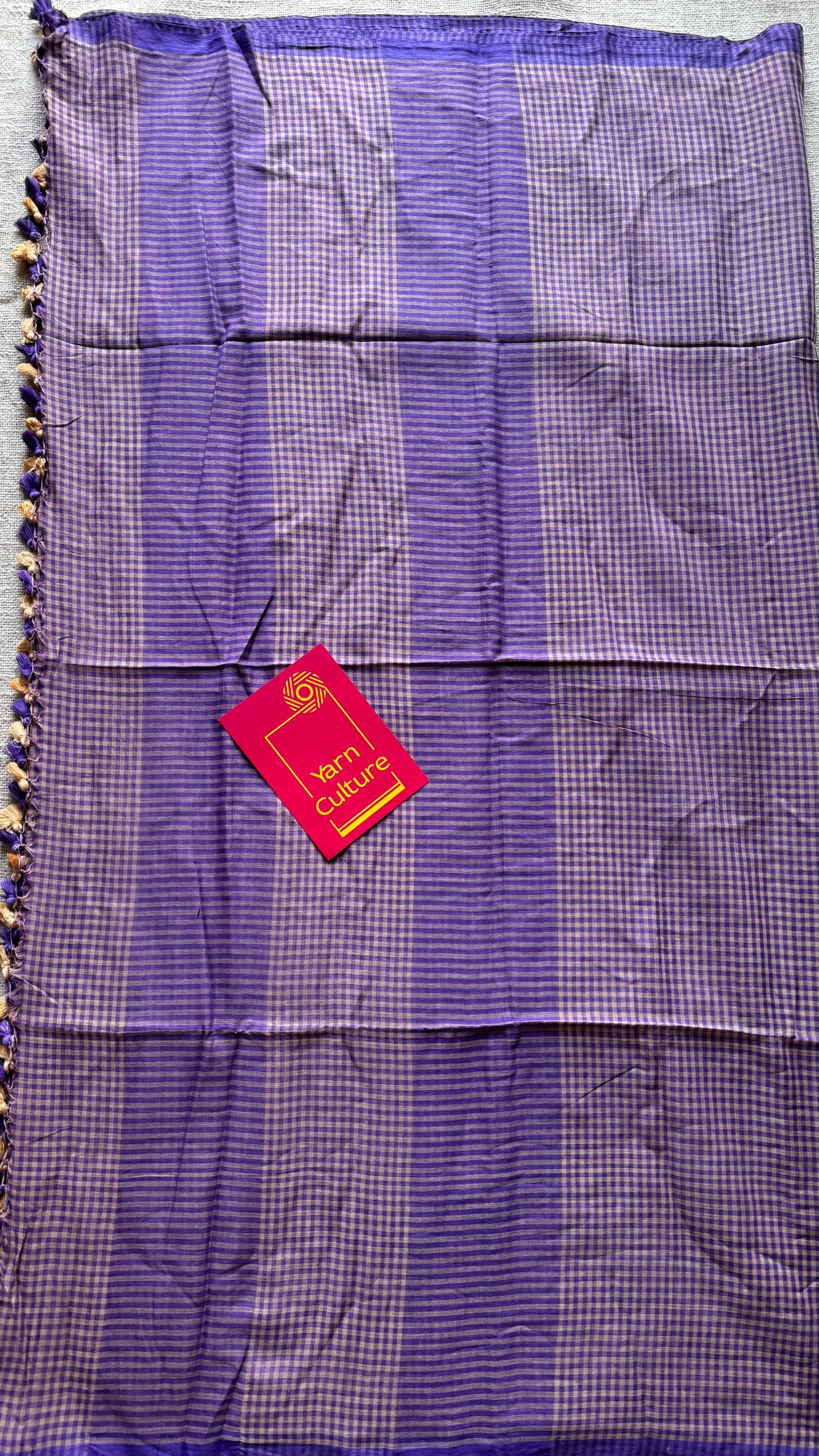 Purple and cream mul, micro checks - YCBCMCNO05