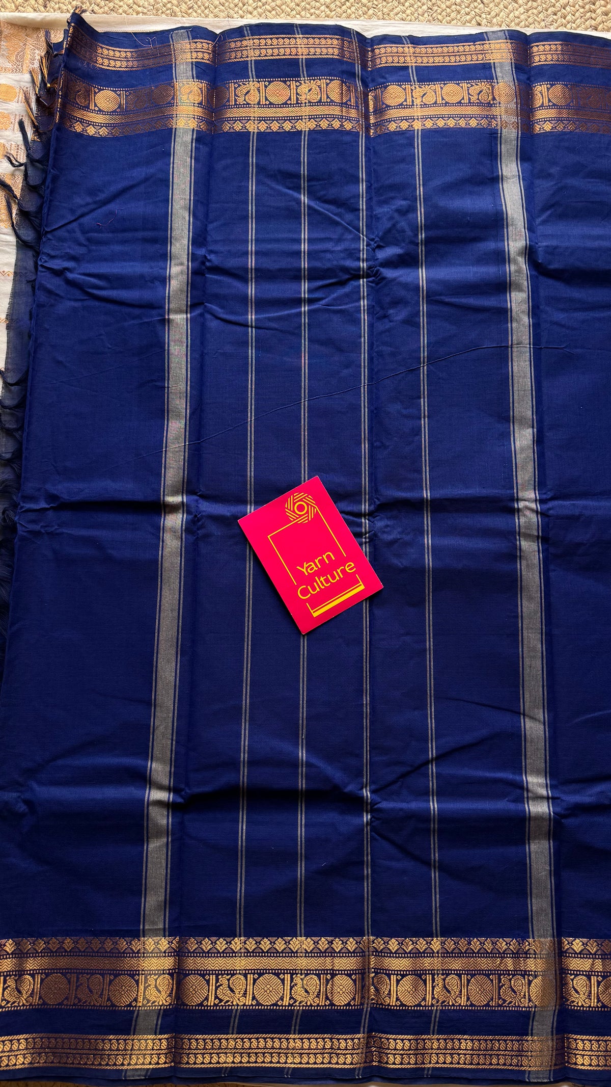 Blue with gap zari border, kanchi cotton saree - YCCOTNCCOC119