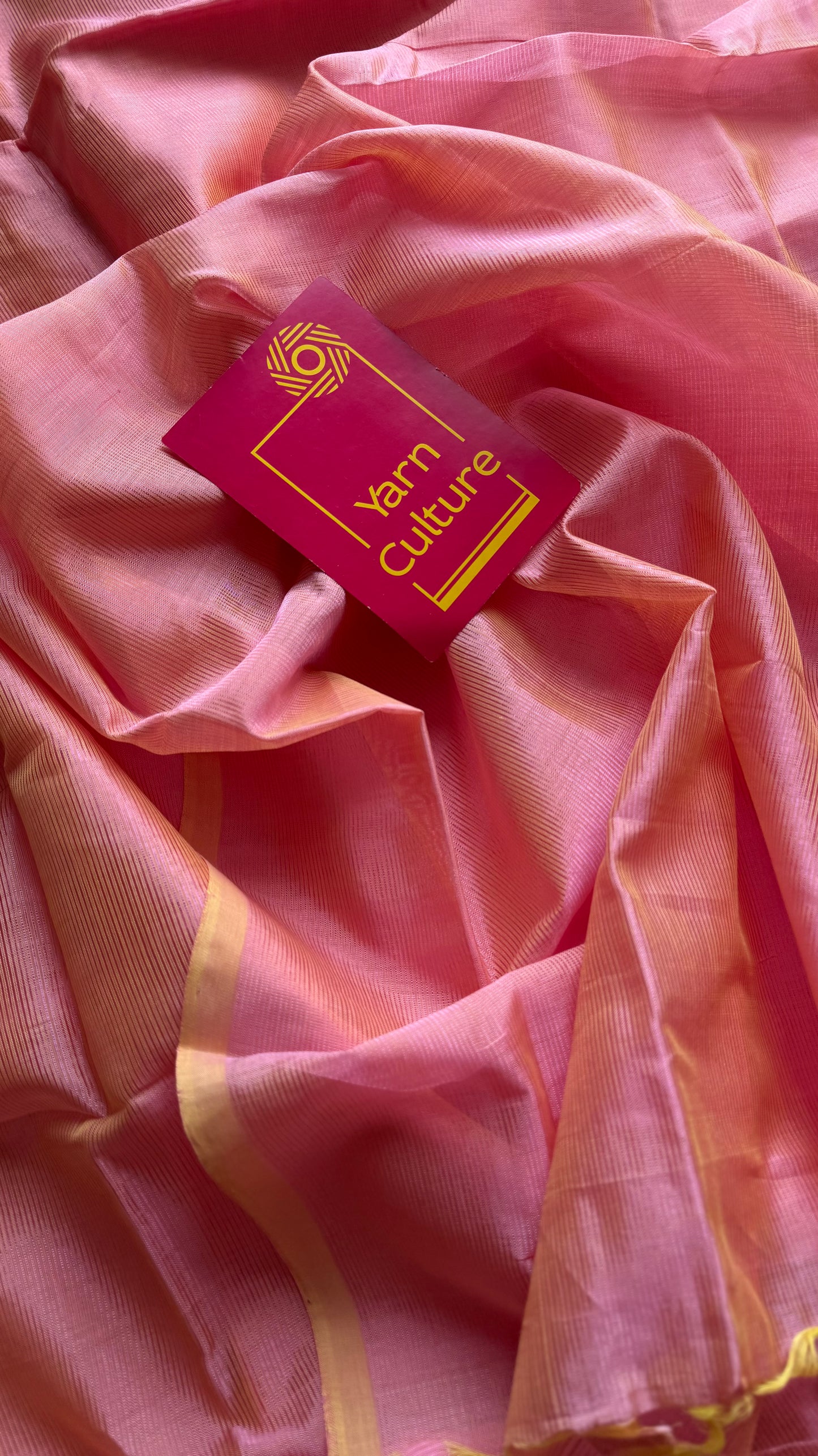 Plain pastel pink yellow dual tone, mangalgiri silk cotton, handwoven, soft, light weight - YCWOTDMSAP220