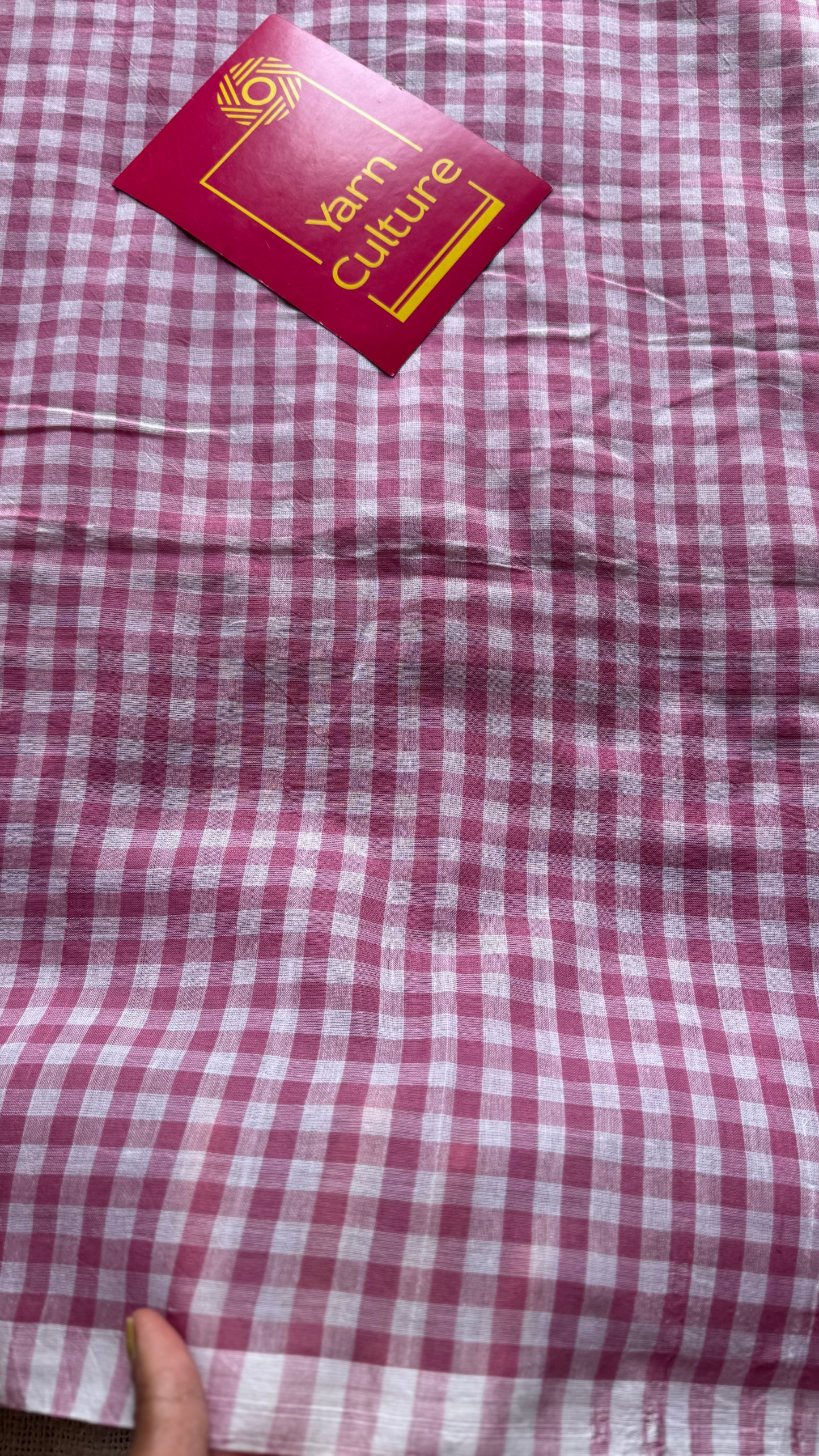 Mauve and white checkered mul cotton saree  - YCBCMCCMA31