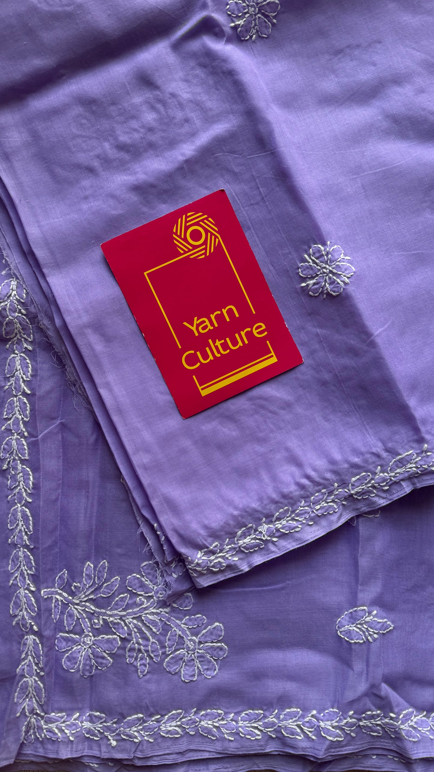 Inaya - lilac hand-embroidered chikankari cotton saree - YCLCKFE419