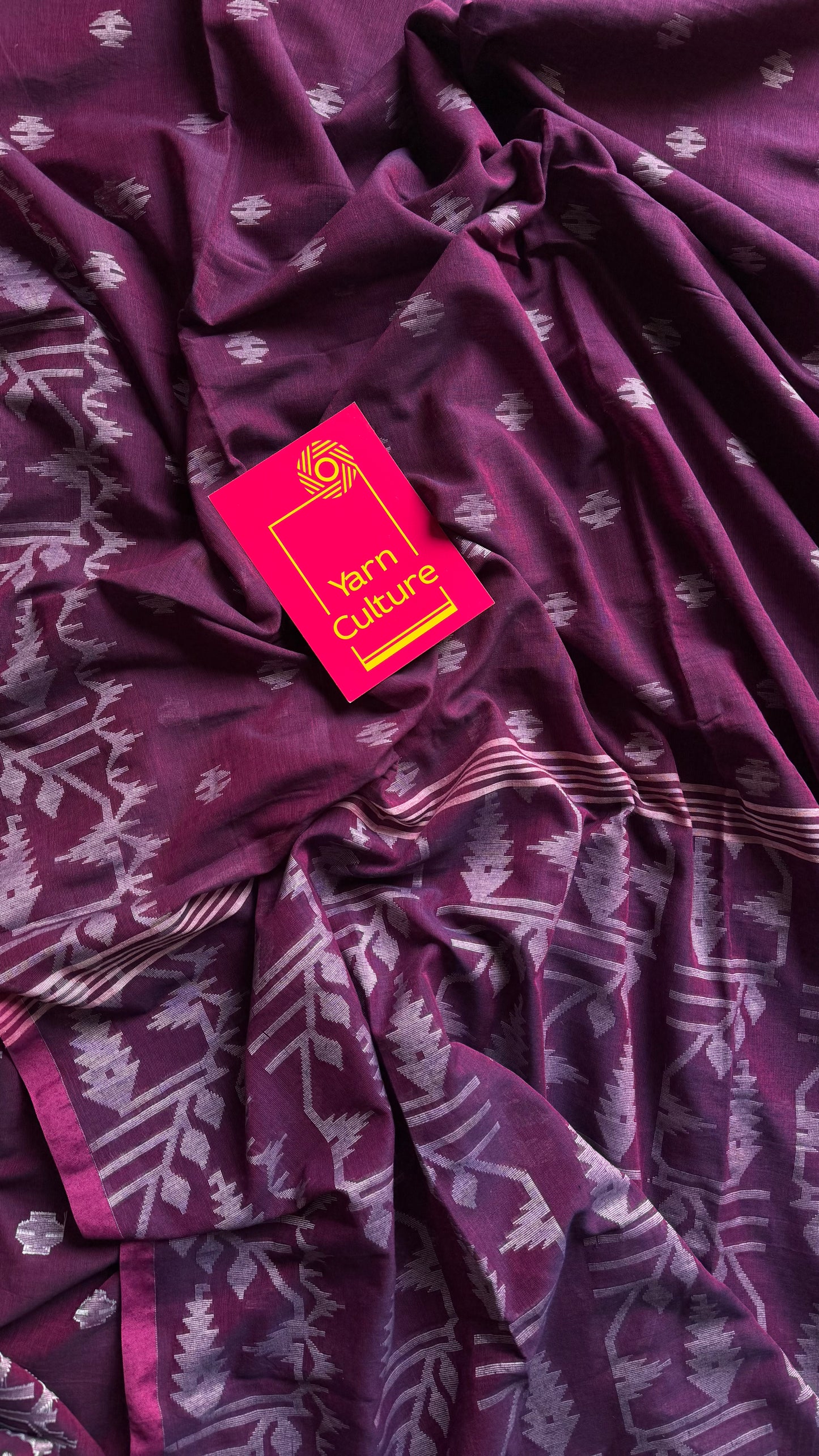 Purple double tone jamdani in soft cotton - YCBCKJJA138