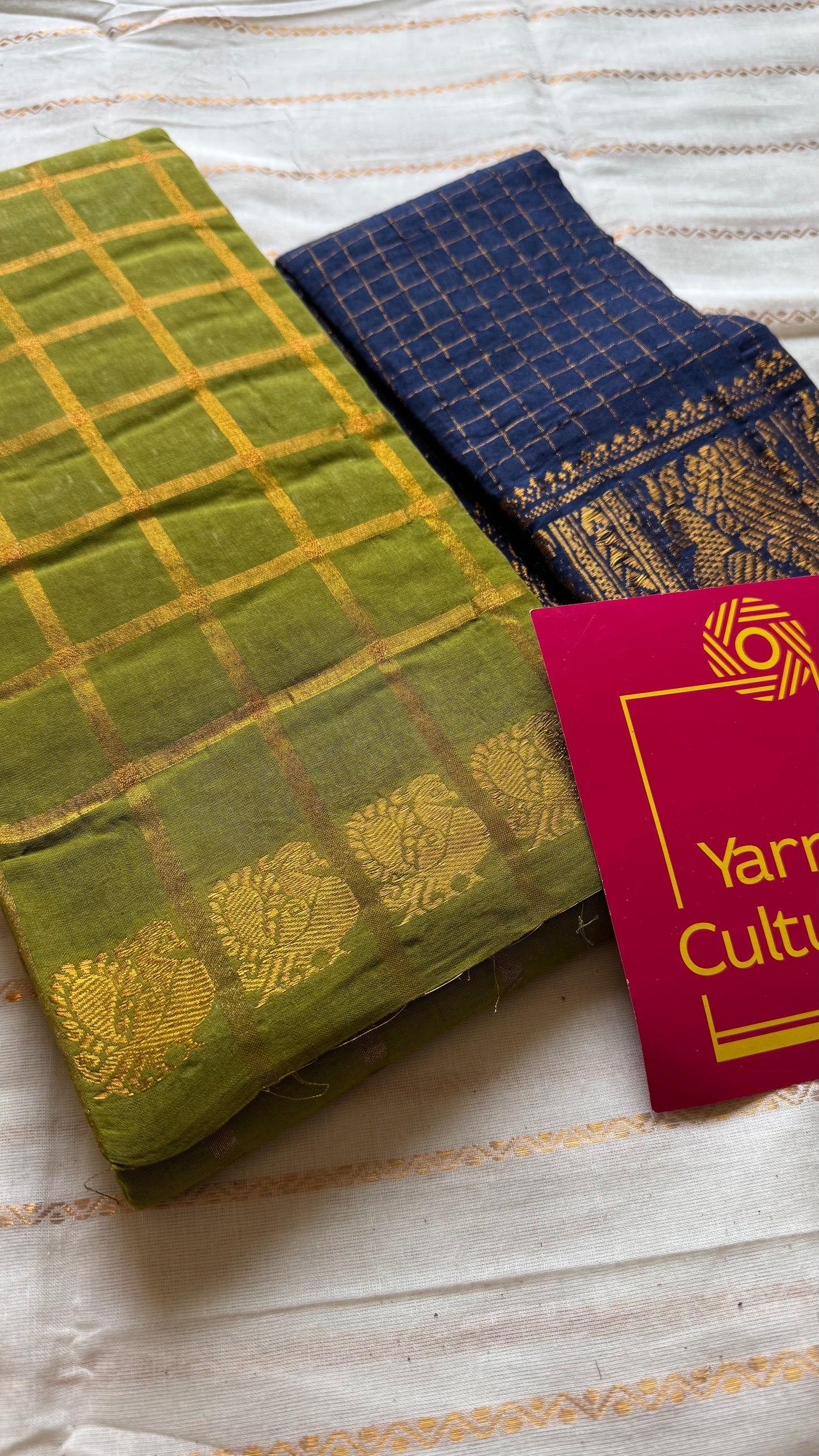 Parrot green pavithra kattam kattuchayam dyed madurai cotton saree - YCCOTNMSAP190