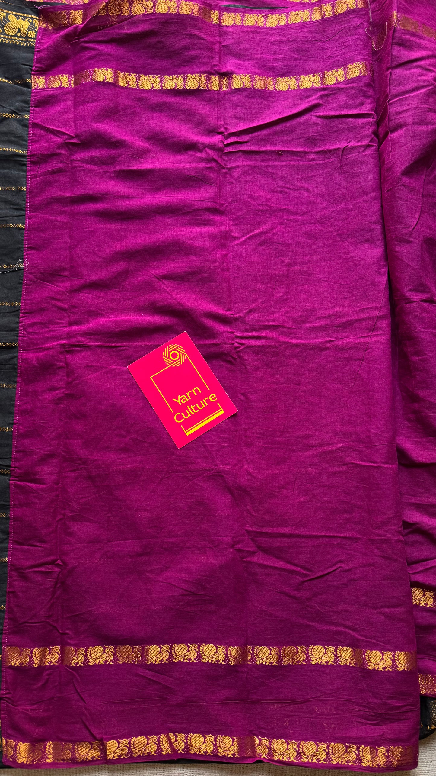 Black with purple pink (vadamalli), sungudi cotton half-half saree - YCCOTNMSFE358