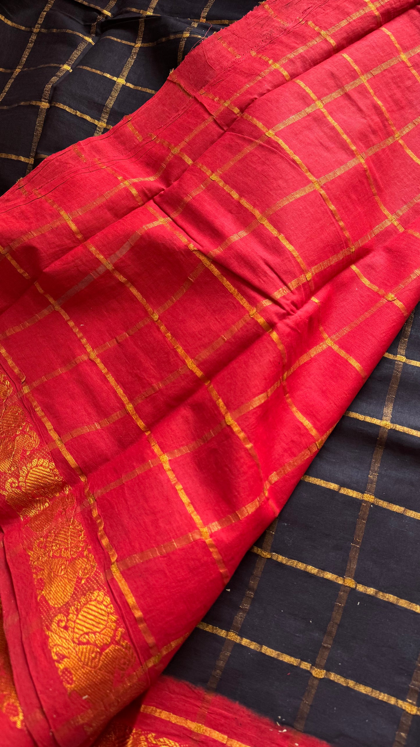 Black with red pavithra kattam sungudi, madurai cotton - YCCOTNMSAP142