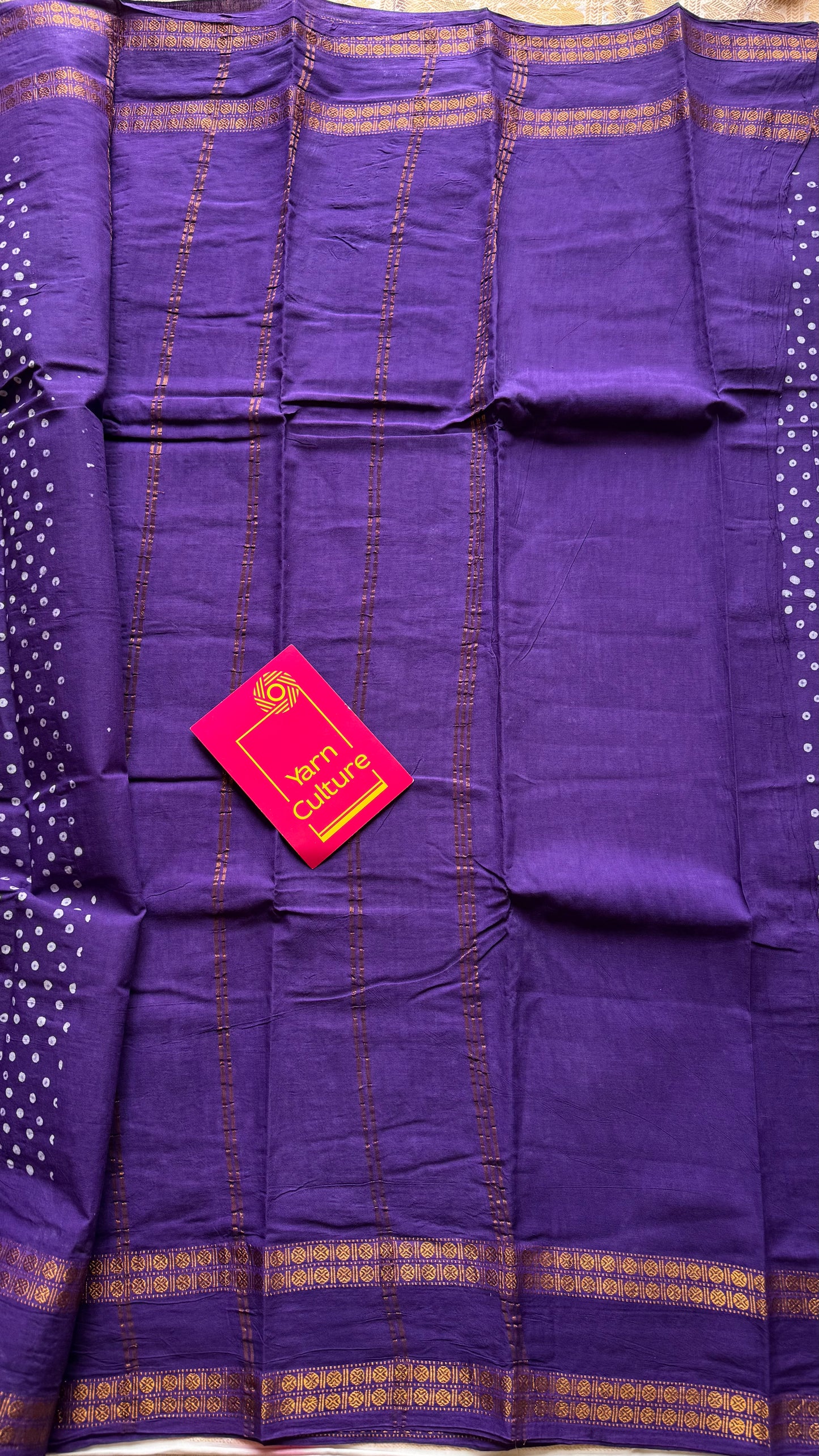 Purple, wax dot printed sungudi, kattuchayam dyed madurai cotton - YCCOTNMSAP156