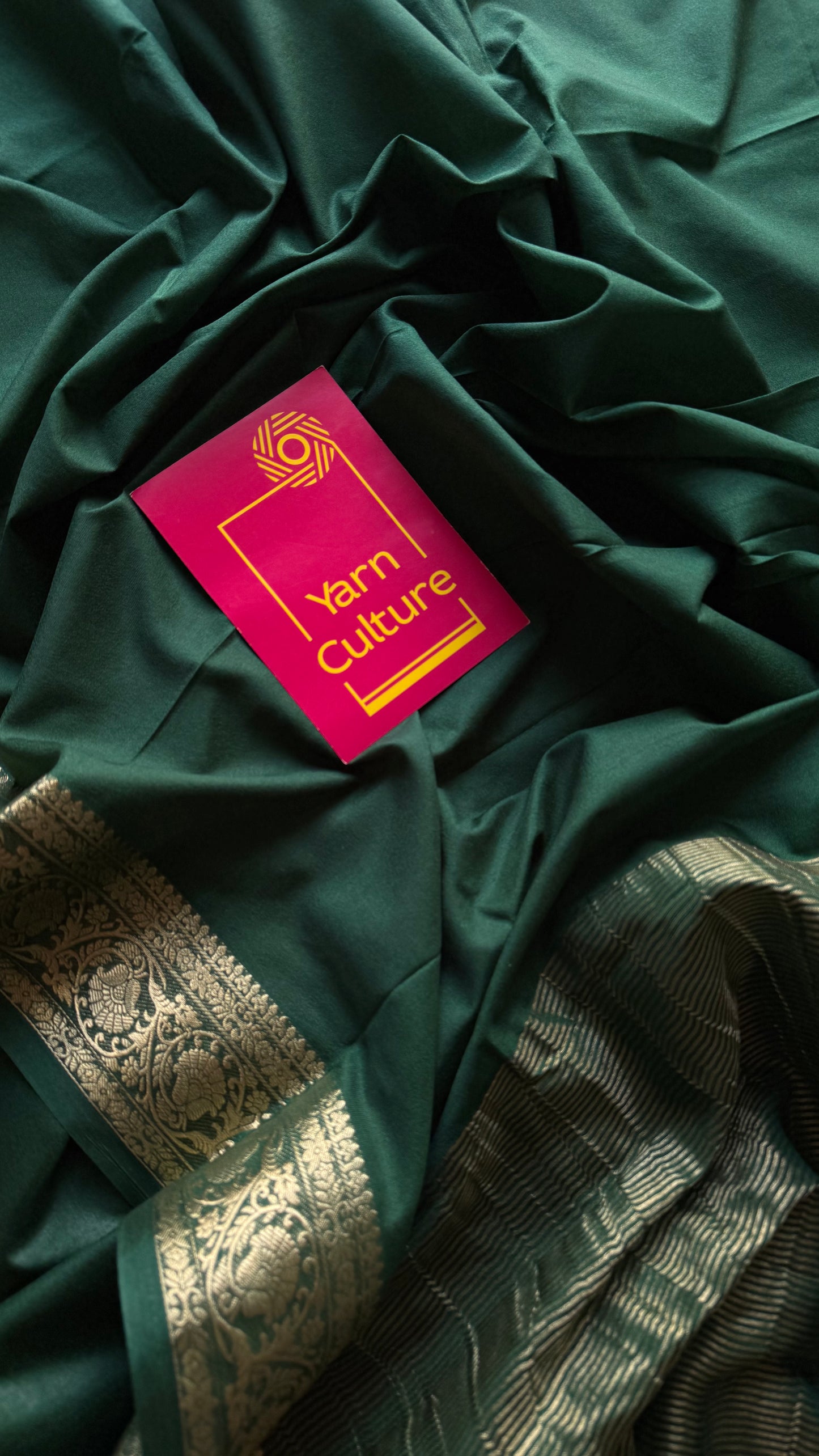 Dark green Mysore semi crepe silk saree - YCLOKFE240