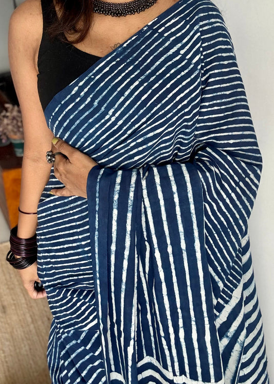 Nadi - Indigo stripes, soft cotton - YCWOTDNOBP95