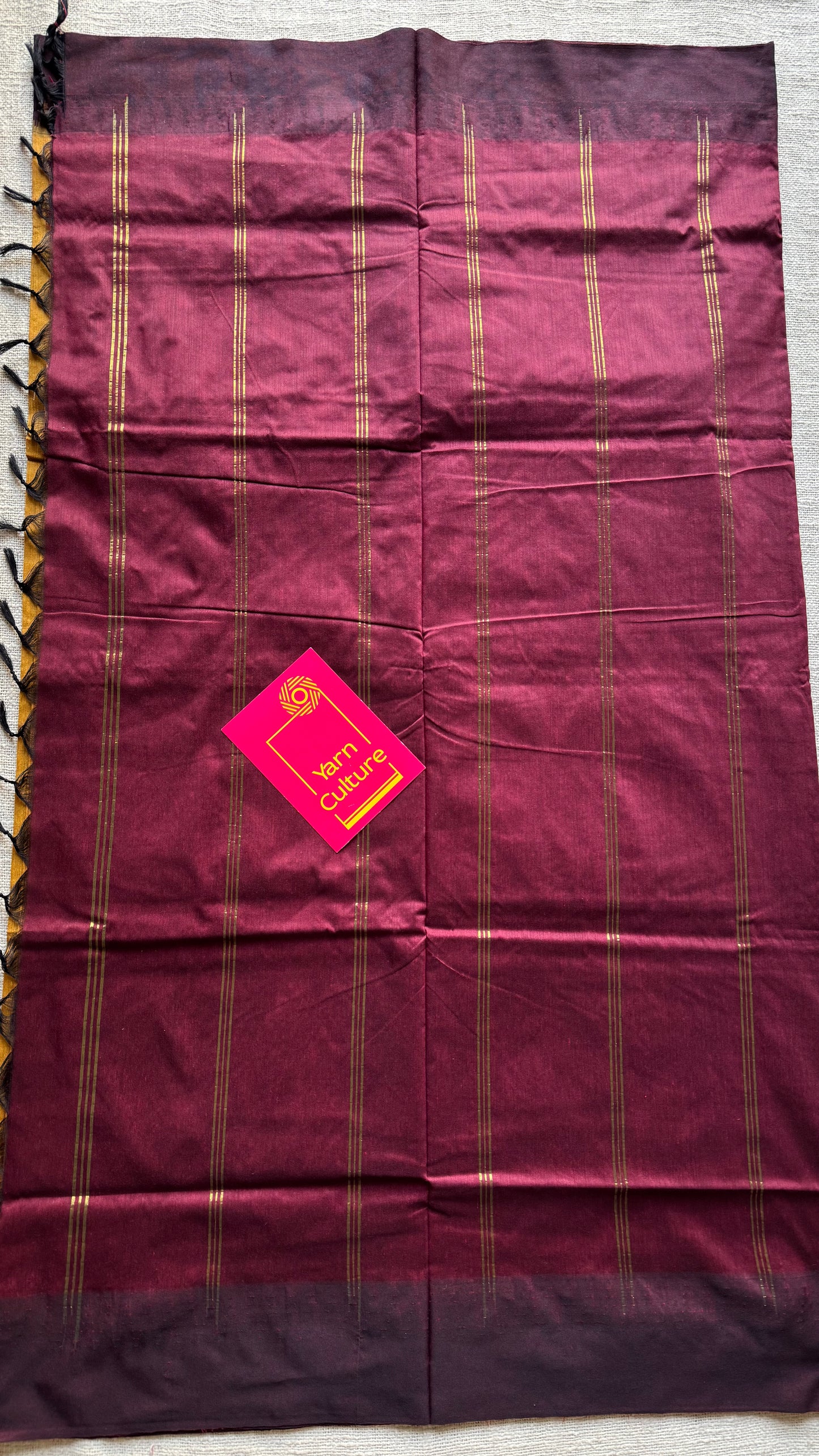 Yellow with maroon temple border, cotton silk - YCCOTNCSDE96